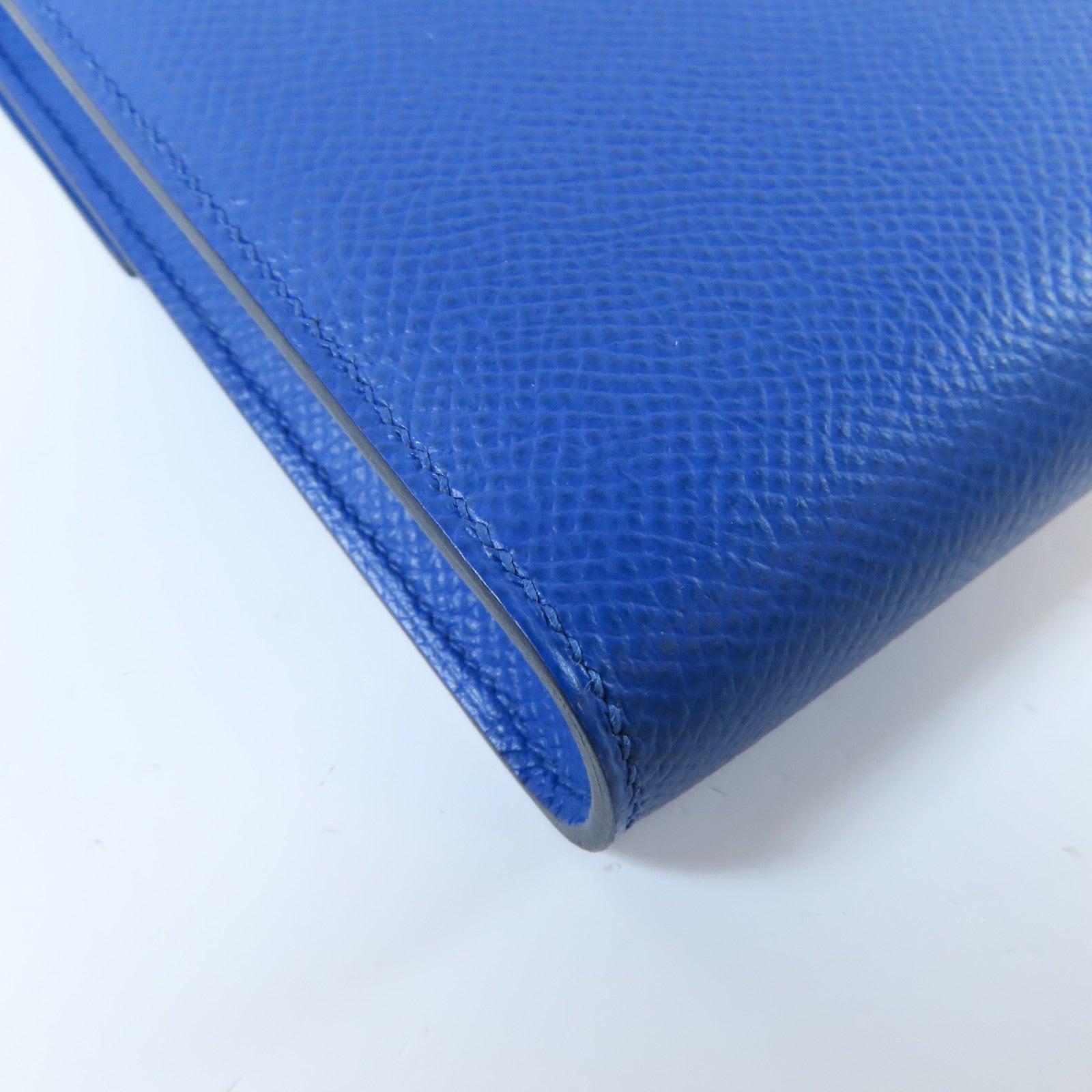 HERMES Epsom皮革Clic 16銀扣肩背袋Bleu France法國藍色