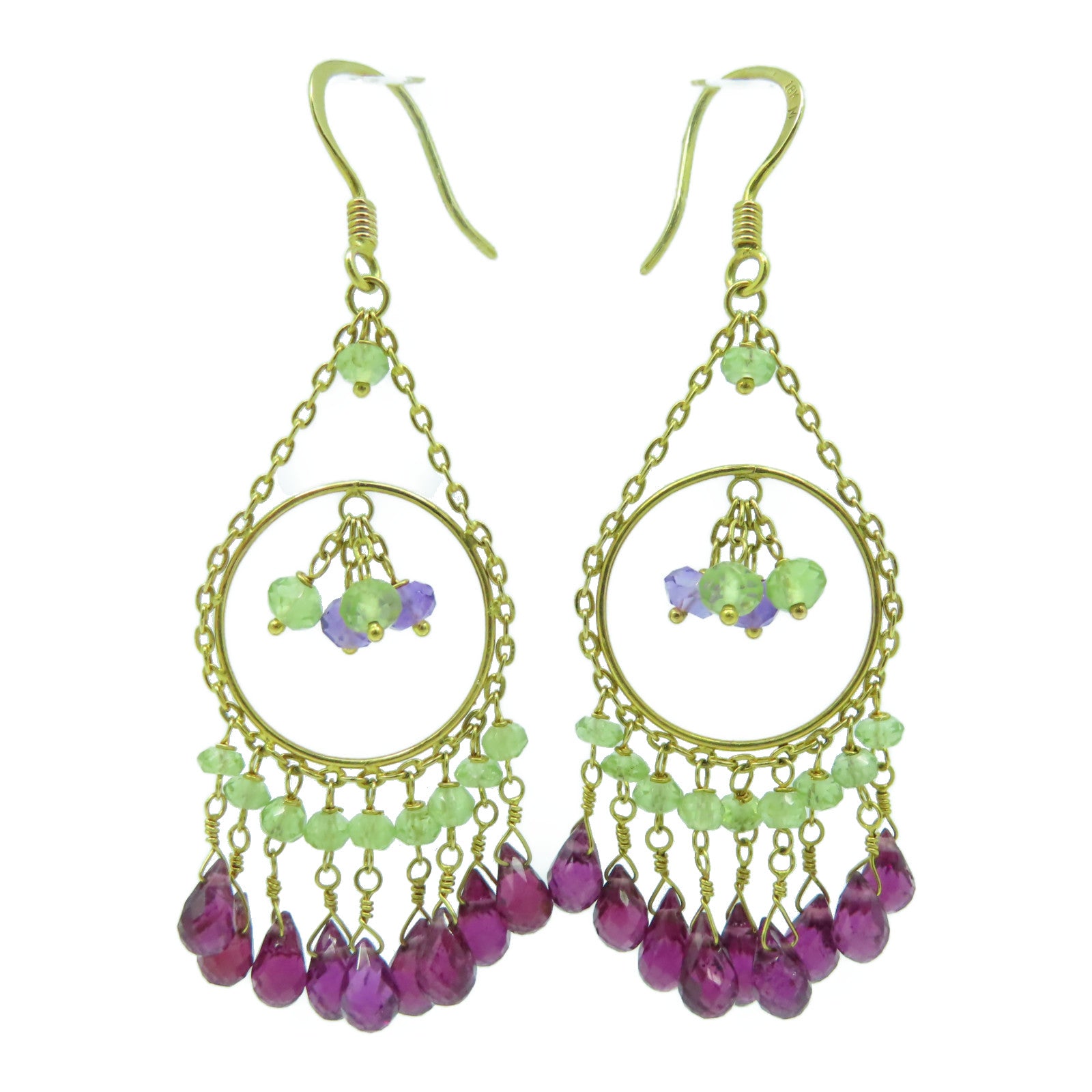 JEWELRY 【激減優惠】18K黃金Earrings耳環綠色/紫色
