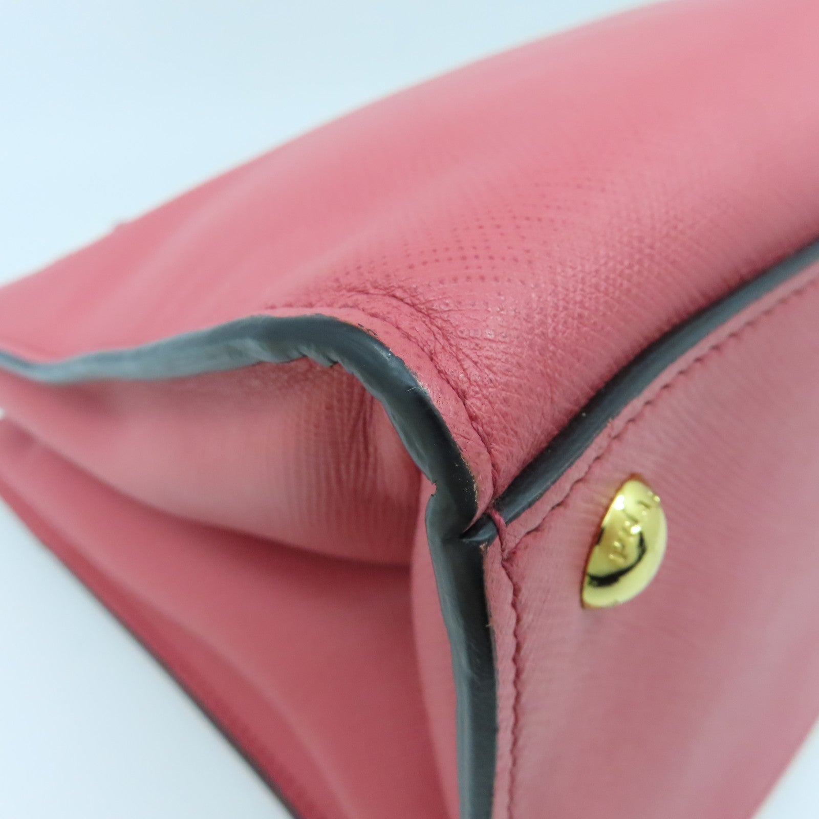 PRADA Saffiano皮革2way Shoulder Bag金扣手挽肩背兩用袋粉紅色