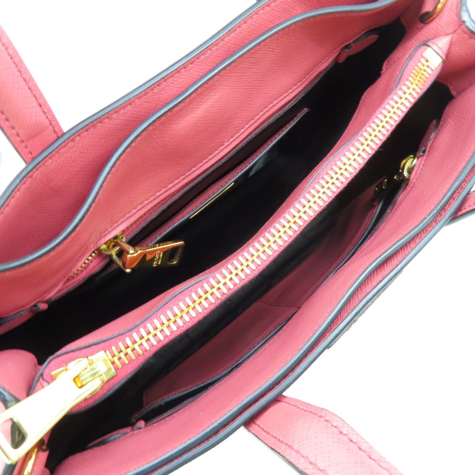 PRADA Saffiano皮革2way Shoulder Bag金扣手挽肩背兩用袋粉紅色