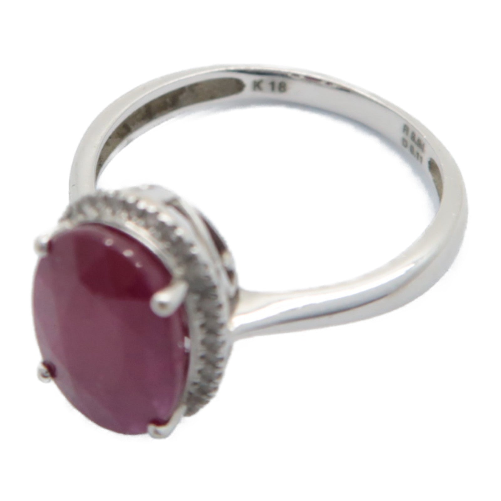 JEWELRY 18K白金Ruby/Diamond Ring 3.94ct紅寶石/0.11ct鑽石戒指US#6.5