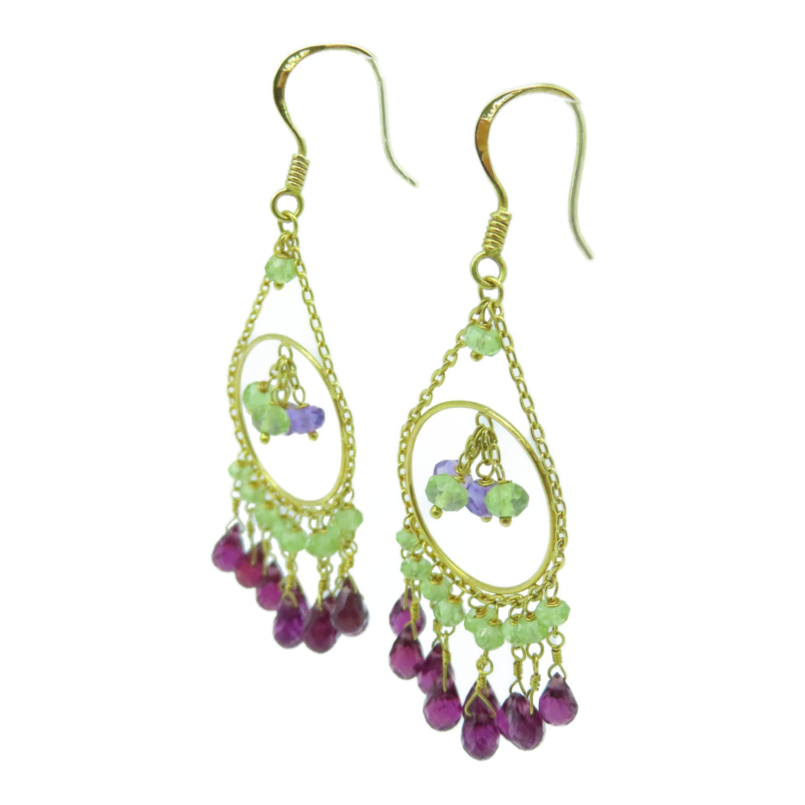 JEWELRY 【激減優惠】18K黃金Earrings耳環綠色/紫色