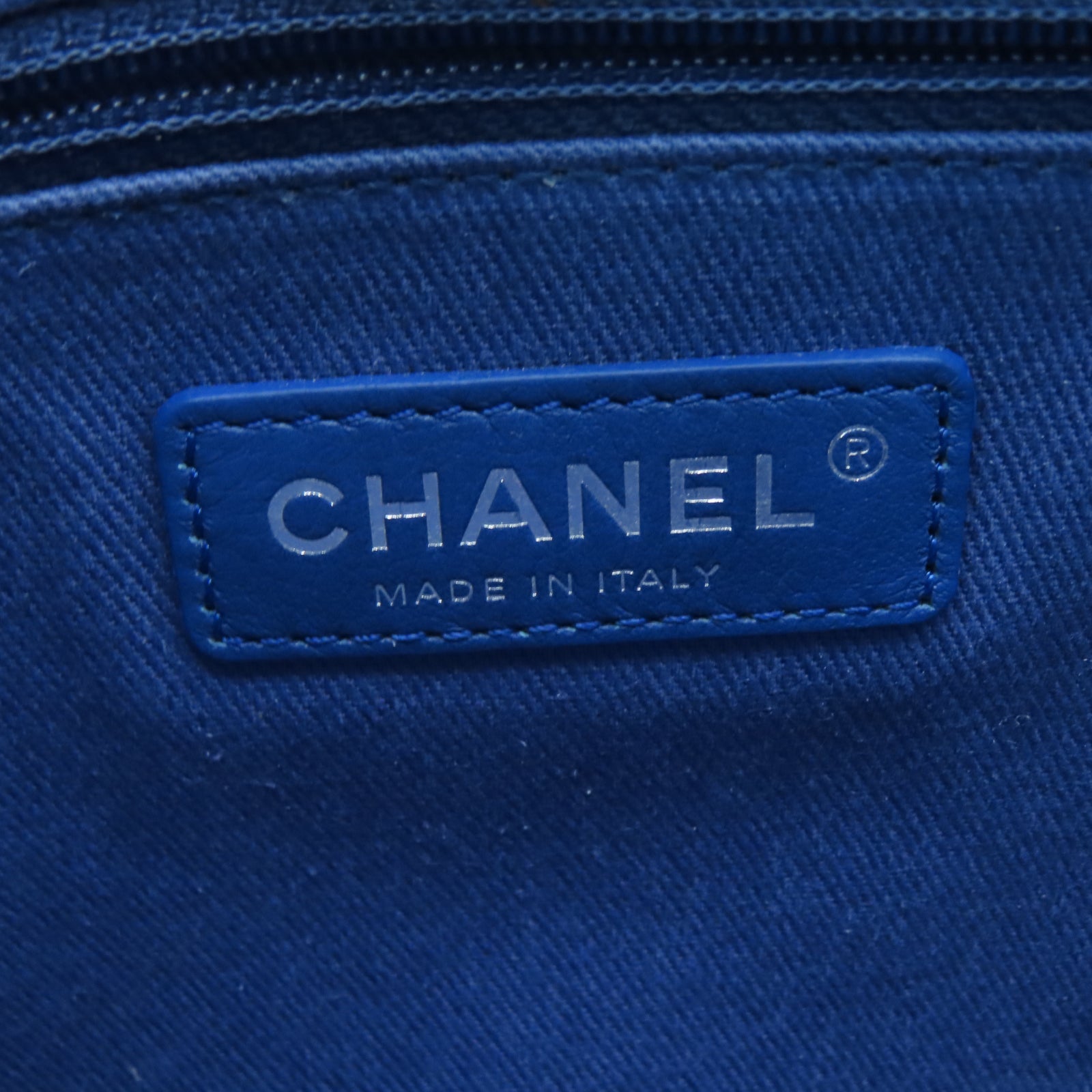 CHANEL 菱格牛皮皮革Chain Shoulder银扣链带手挽肩背两用袋蓝色