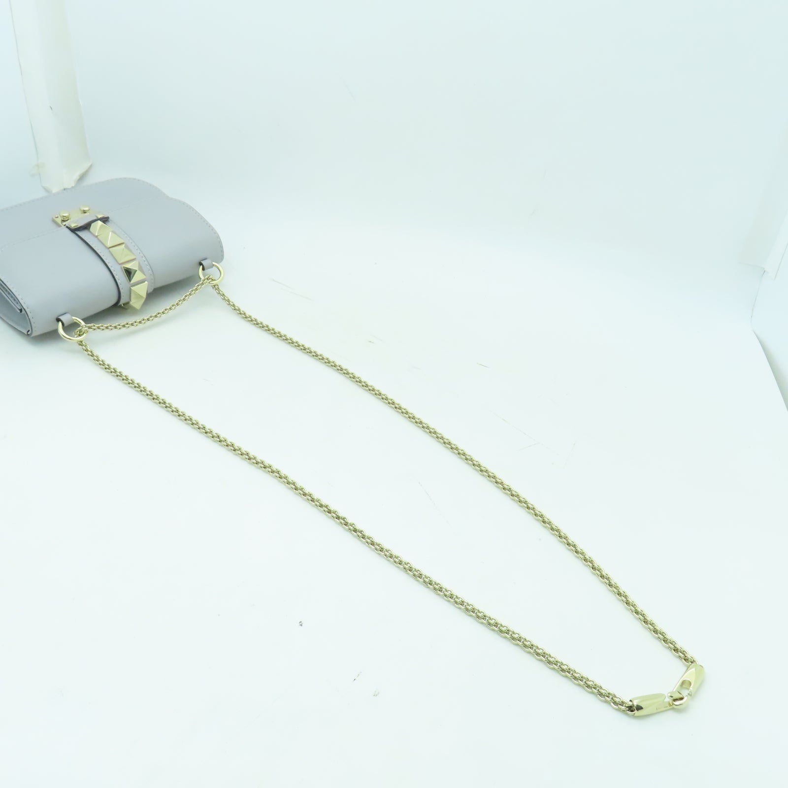 Valentino 牛皮皮革Shoulder Bag金扣肩背袋灰色