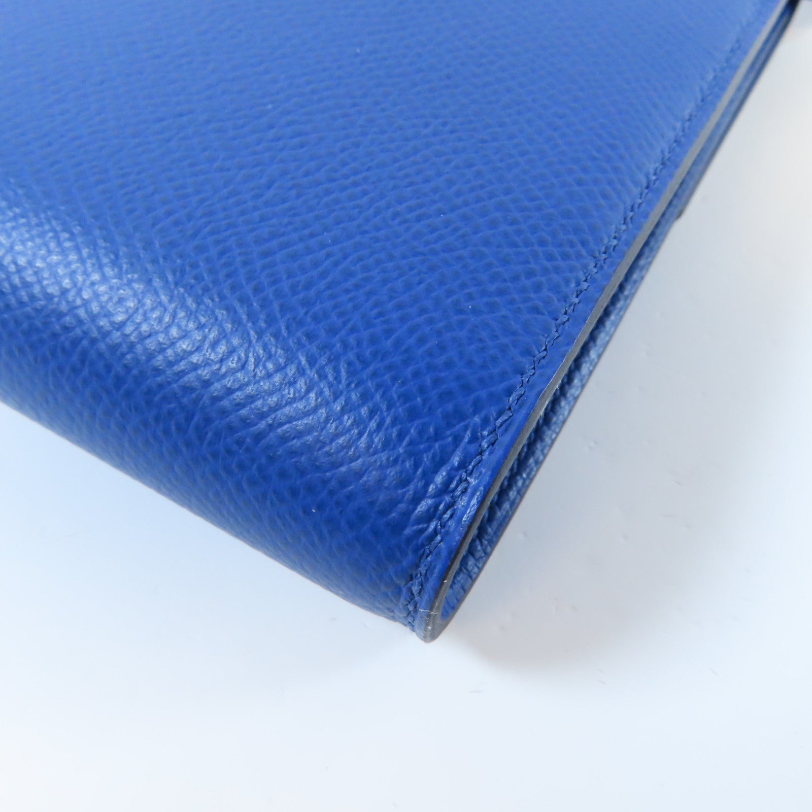 HERMES Epsom皮革Clic 16銀扣肩背袋Bleu France法國藍色