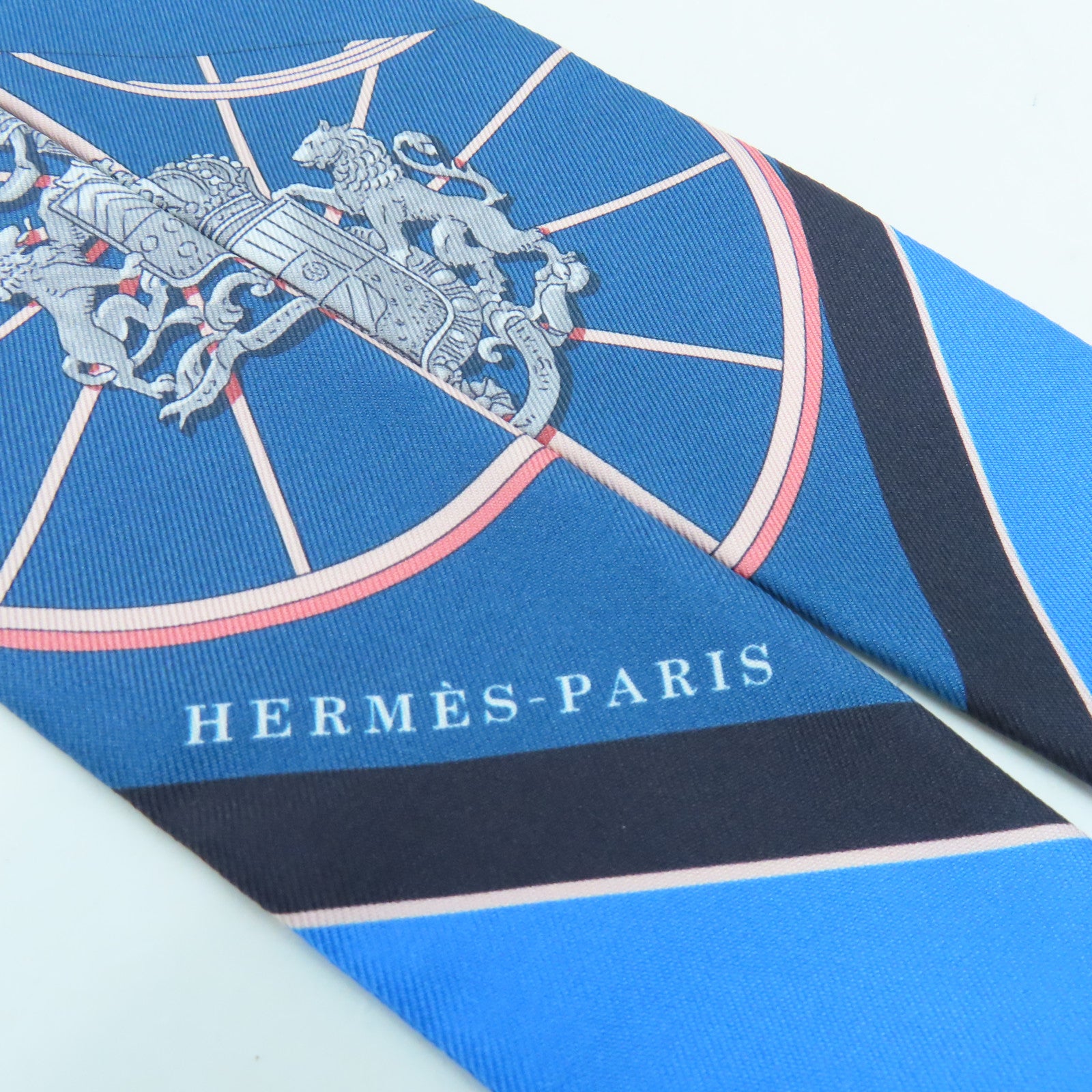 HERMES 絲質Twilly絲巾藍色