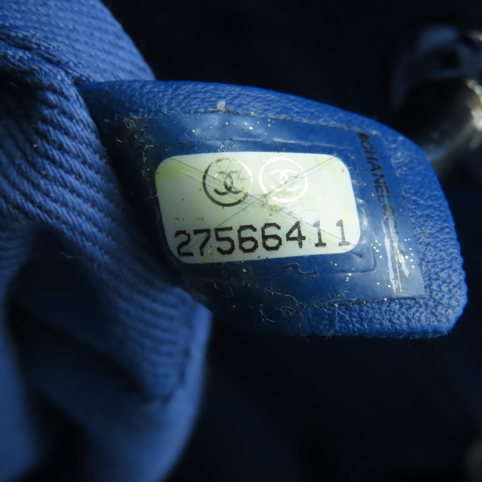 CHANEL 菱格牛皮皮革Chain Shoulder银扣链带手挽肩背两用袋蓝色
