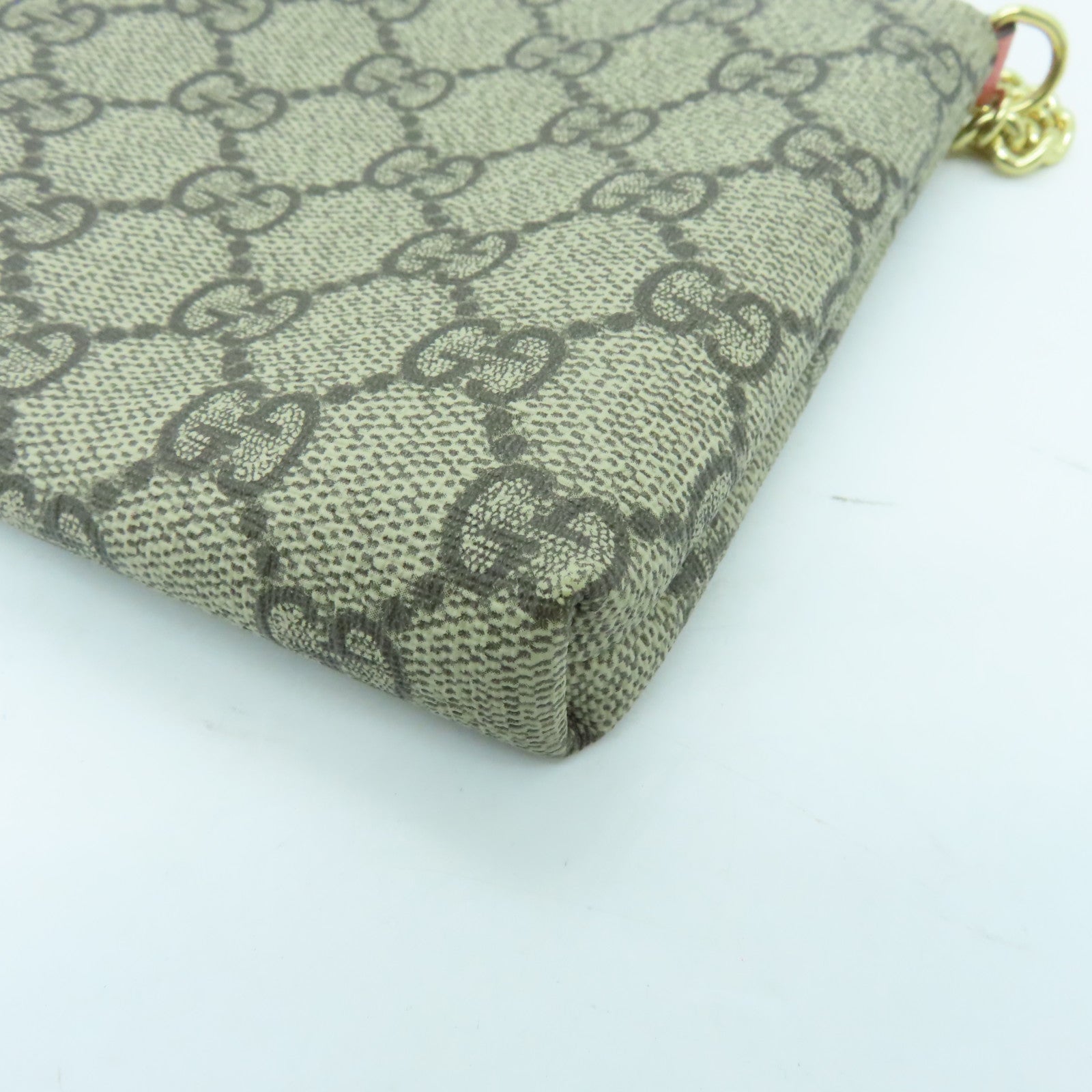 GUCCI Coated Canvas Chain Shoulder Gold Buckle Chain Shoulder Bag Brown