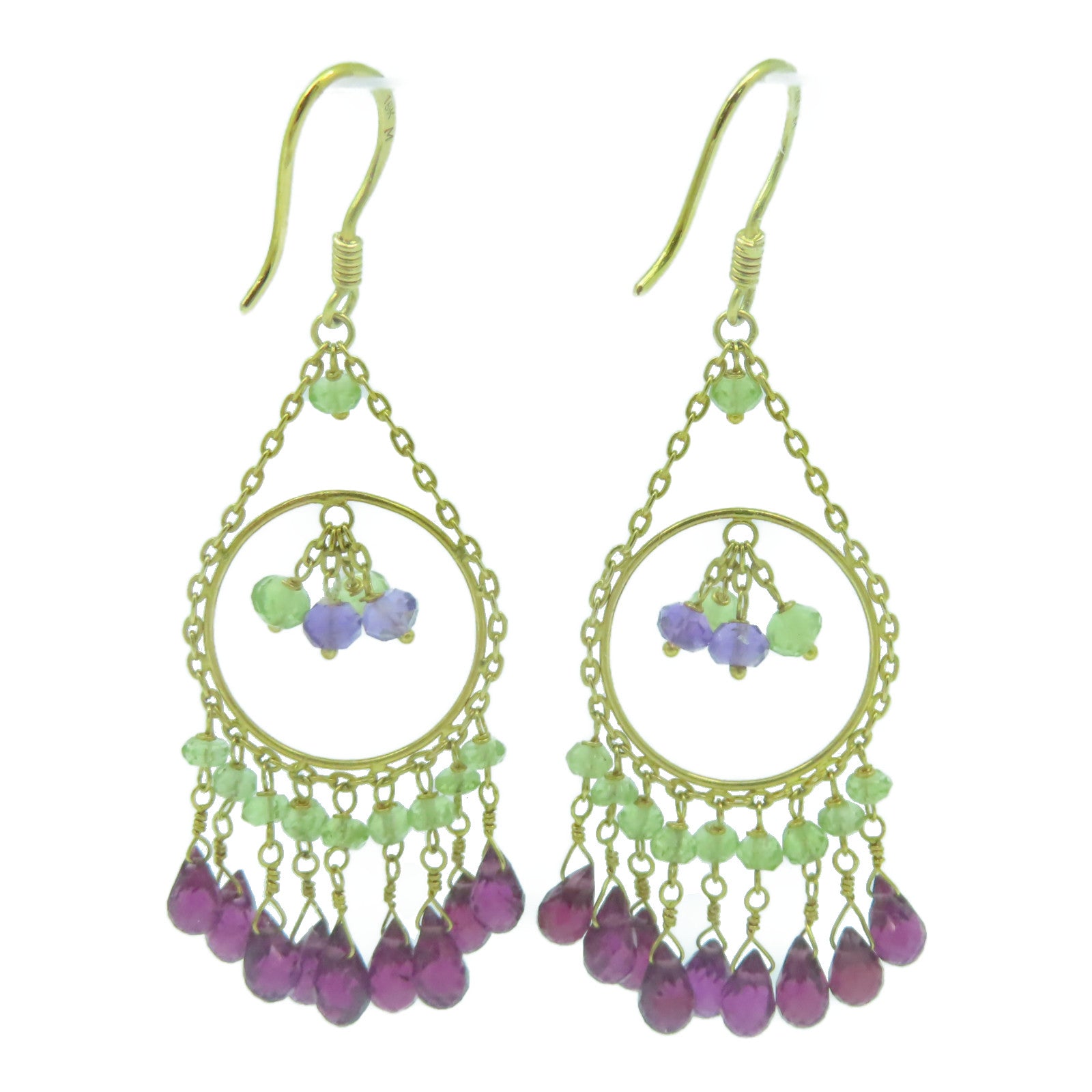 JEWELRY 【激減優惠】18K黃金Earrings耳環綠色/紫色