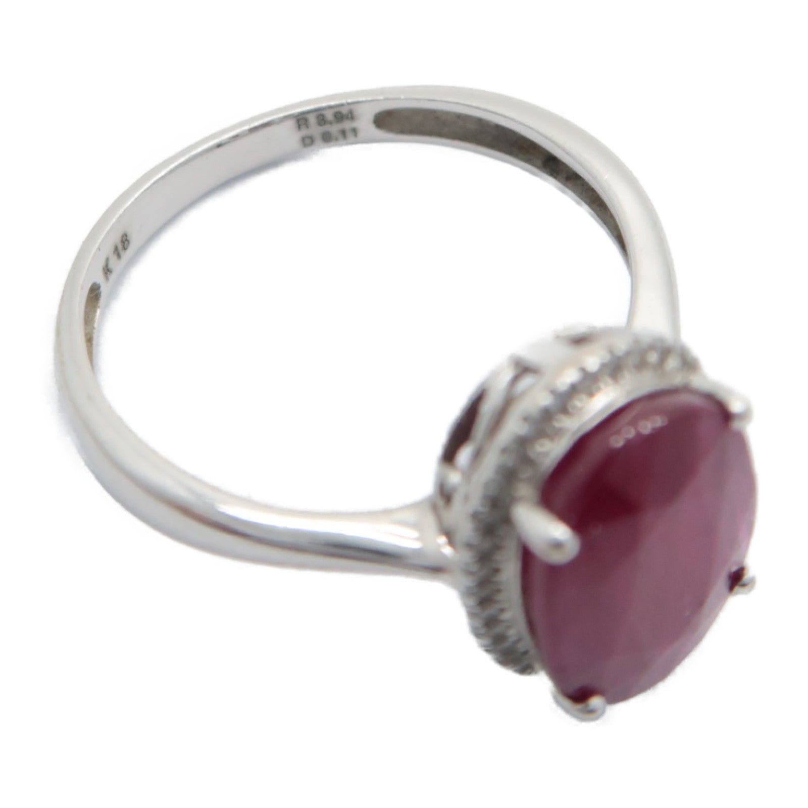 JEWELRY 18K白金Ruby/Diamond Ring 3.94ct紅寶石/0.11ct鑽石戒指US#6.5