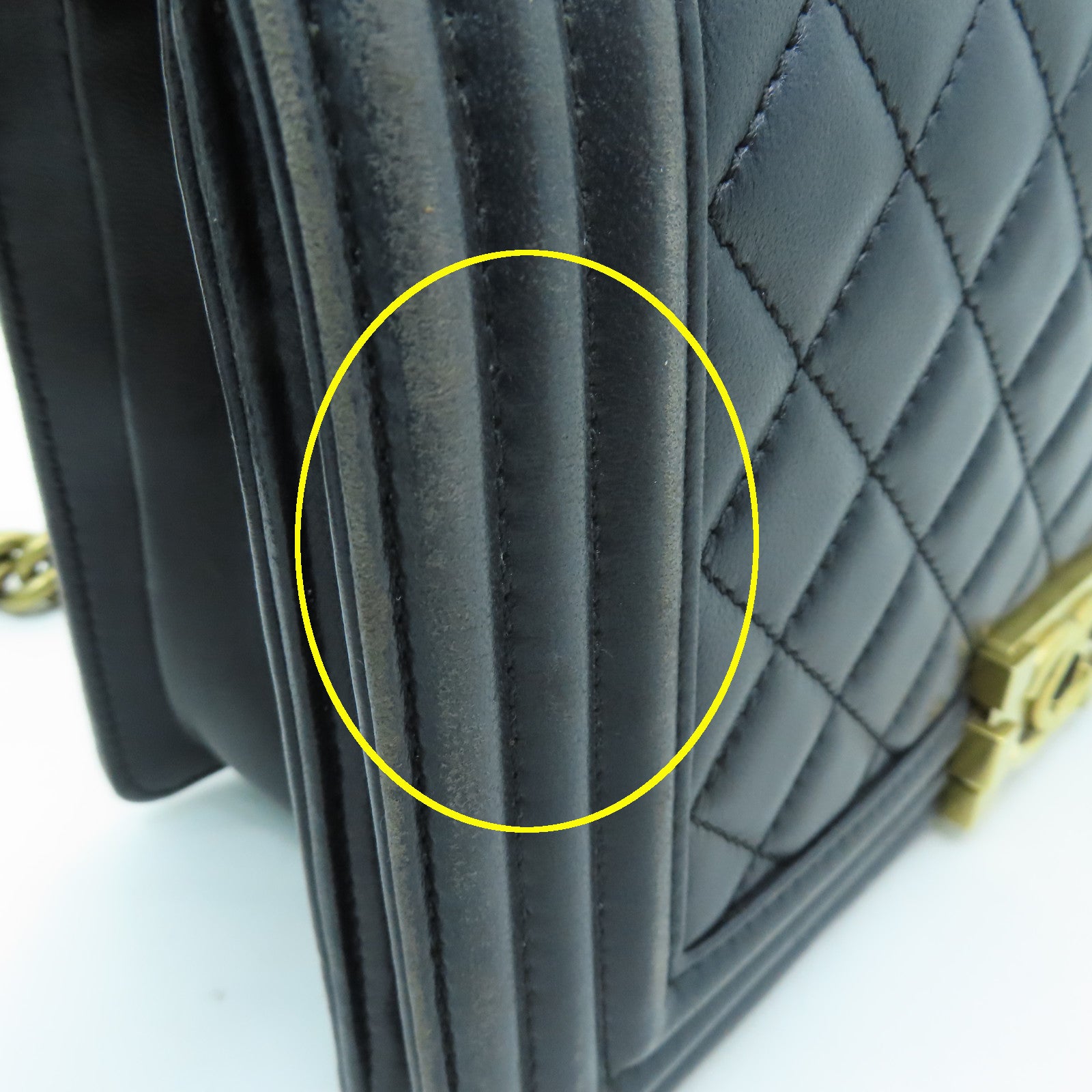 CHANEL 菱格羊皮皮革Boy Chanel 25金扣鏈帶肩背袋黑色