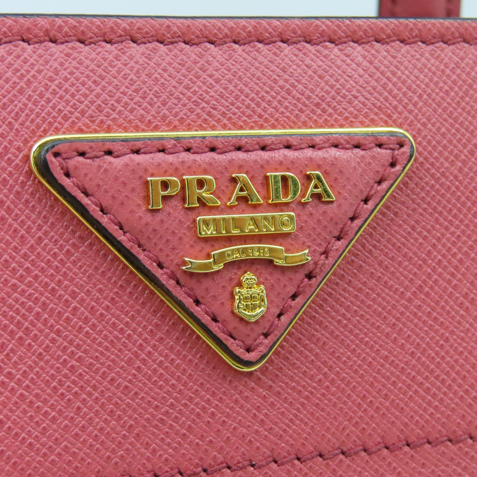 PRADA Saffiano皮革2way Shoulder Bag金扣手挽肩背兩用袋粉紅色