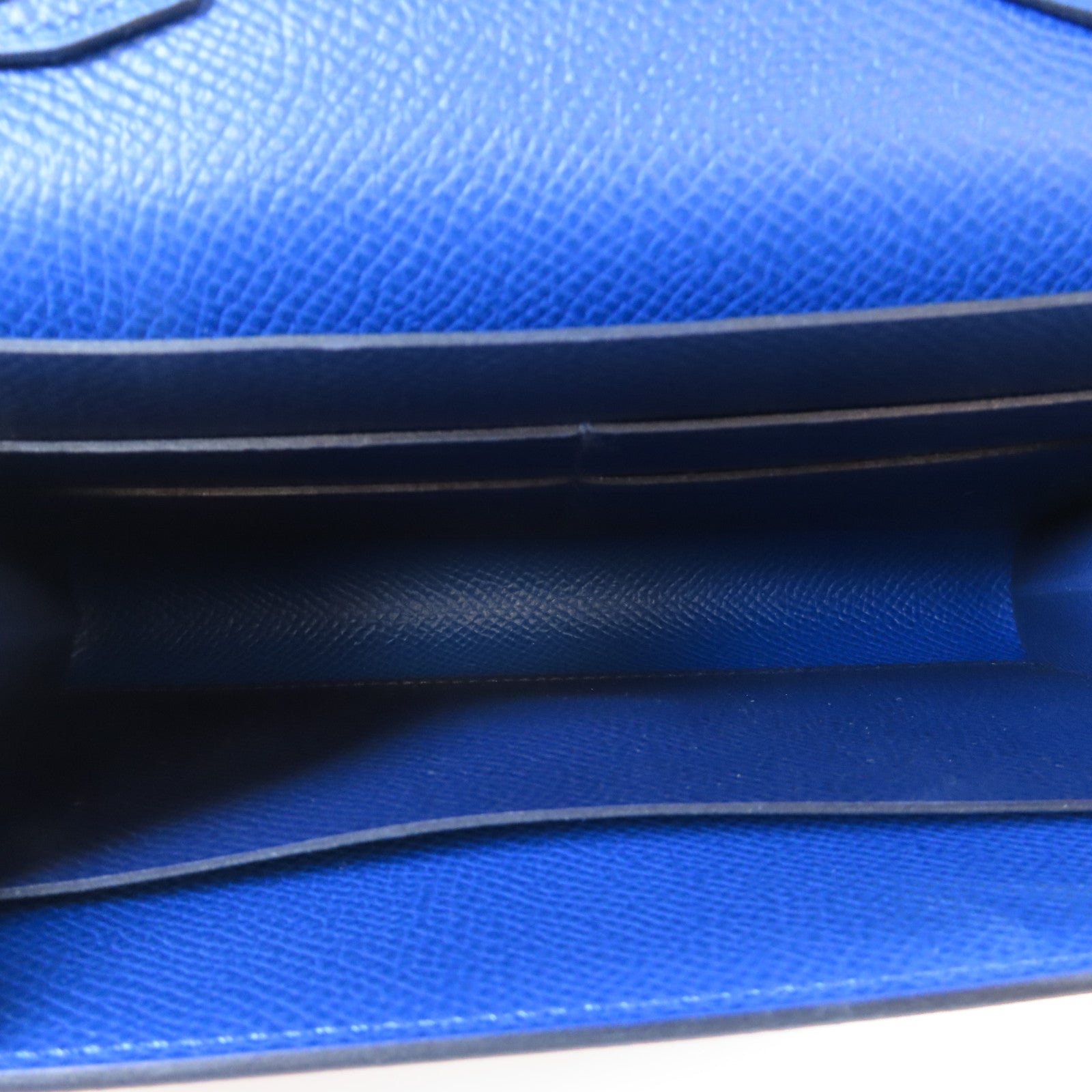 HERMES Epsom皮革Clic 16銀扣肩背袋Bleu France法國藍色