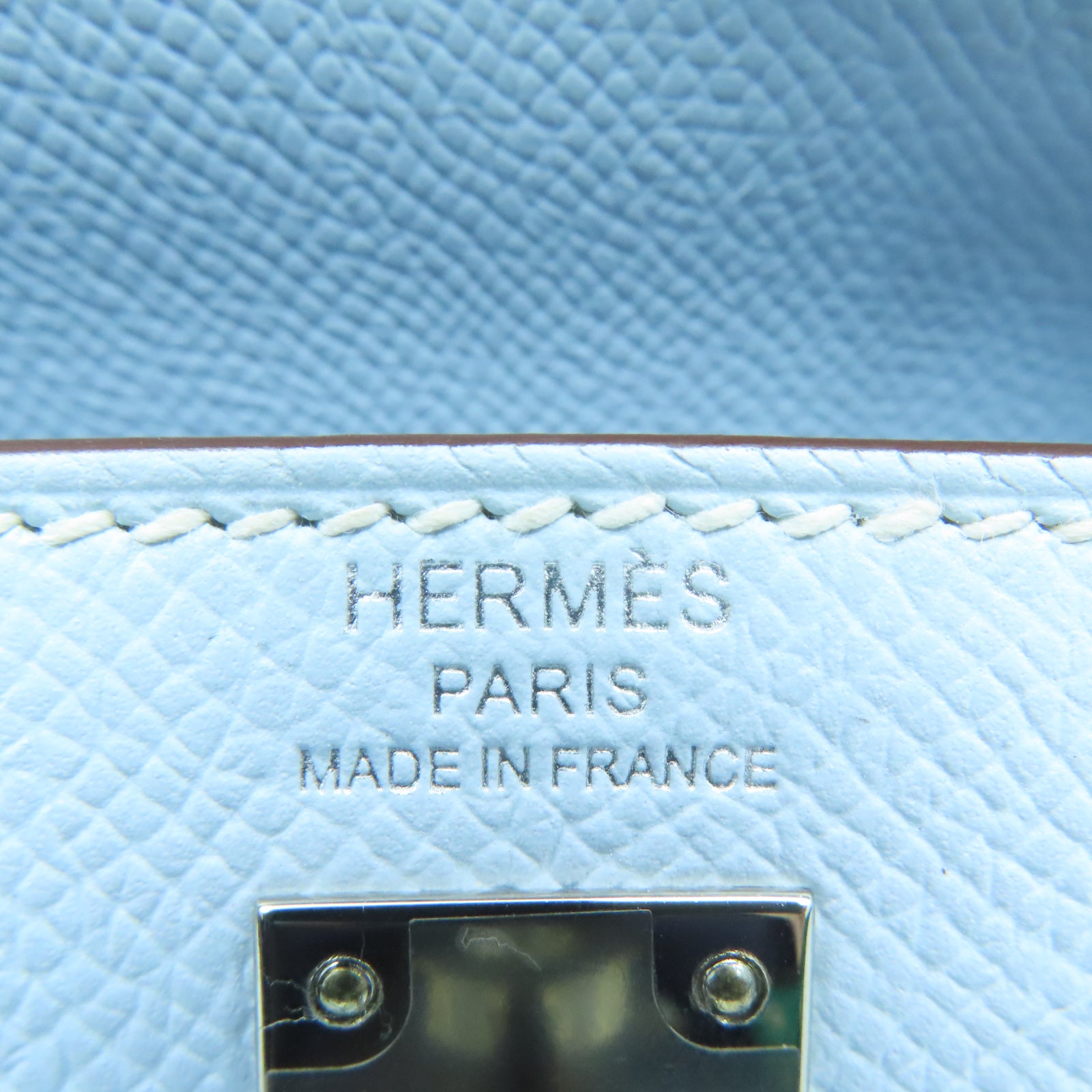 HERMES Epsom皮革Kelly 25銀扣手挽肩背兩用袋Bleu Brume淺藍色/Vert Jade帝王綠/Gold經典駝色