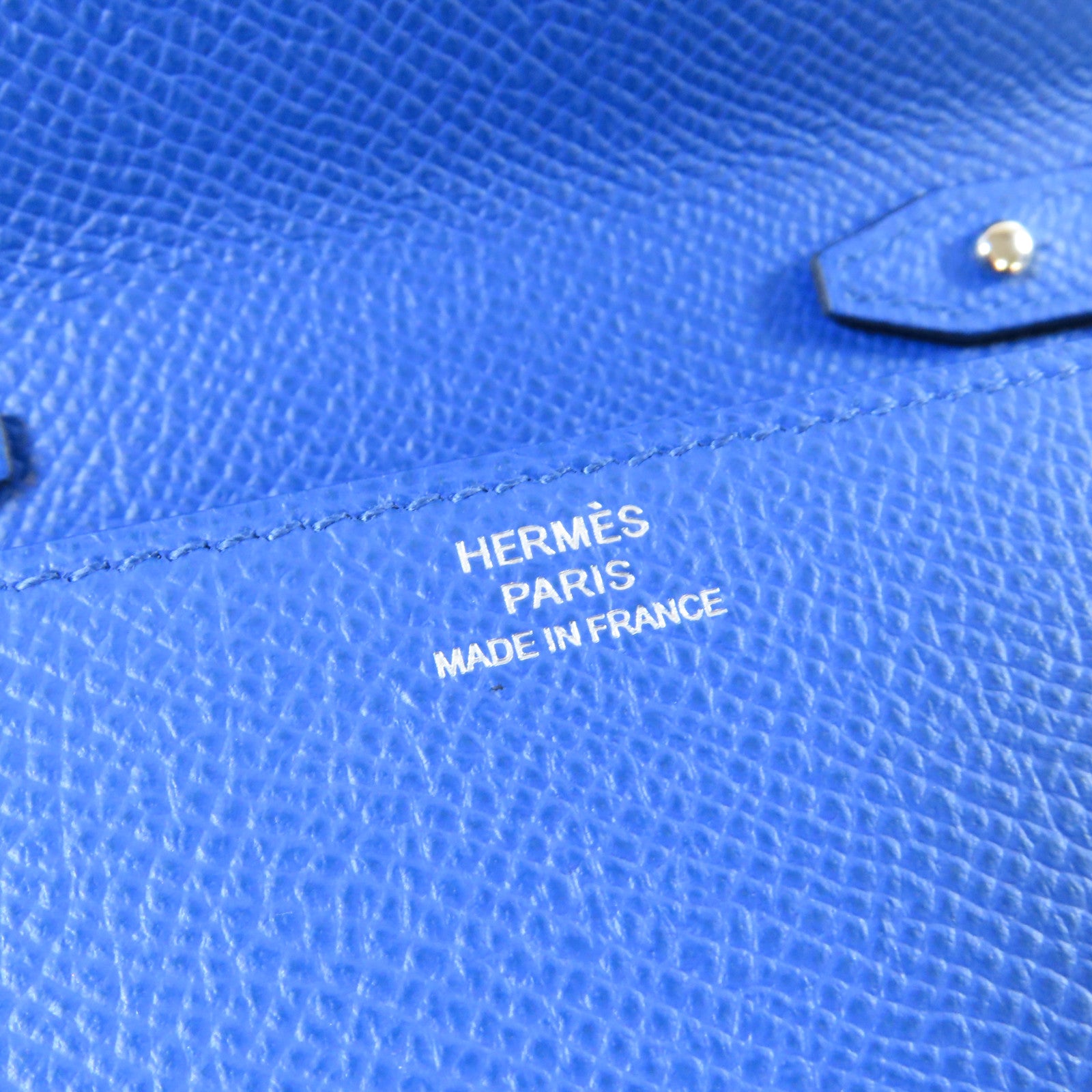 HERMES Epsom皮革Clic 16銀扣肩背袋Bleu France法國藍色