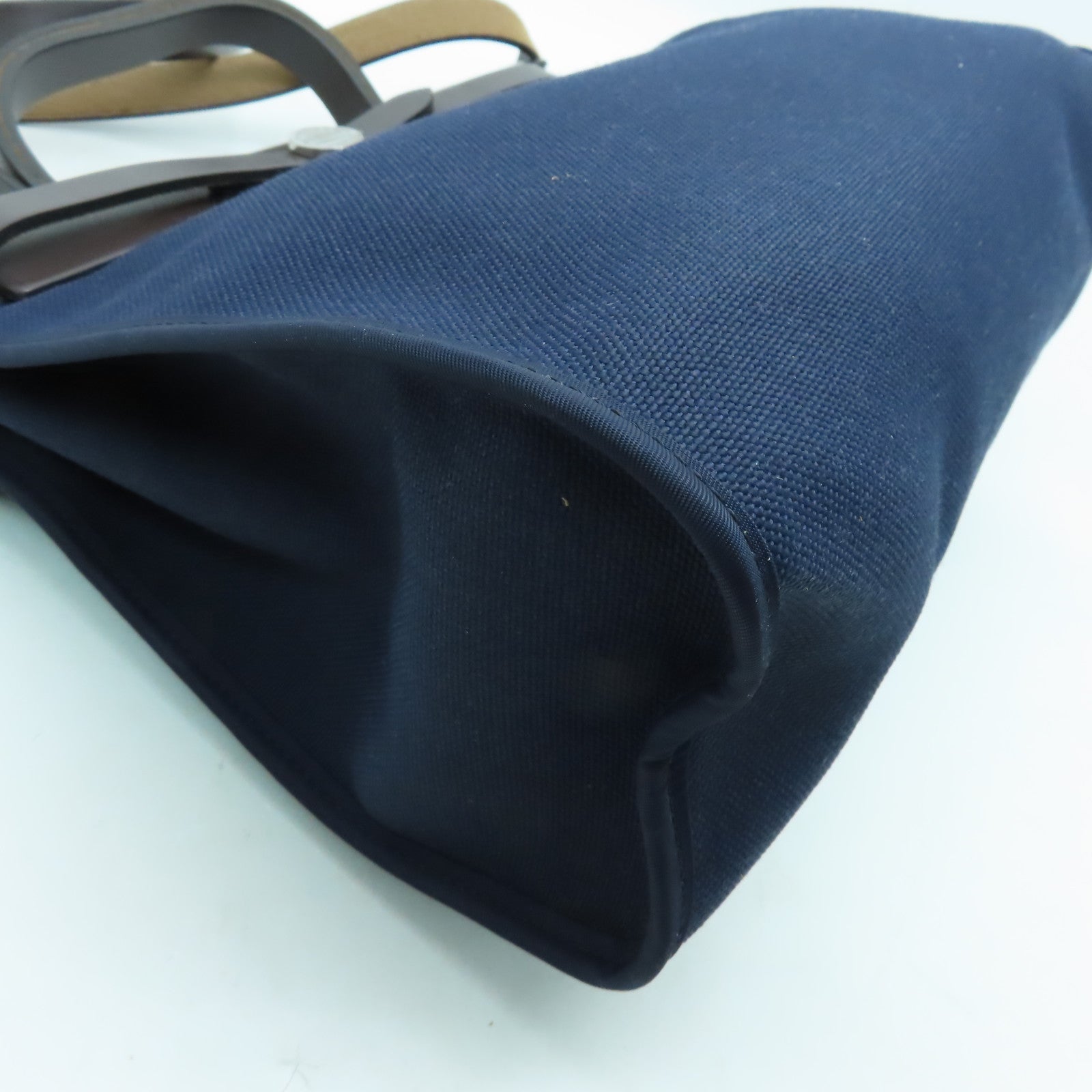 HERMES 帆布Herbag PM銀扣手挽肩背兩用袋海軍藍