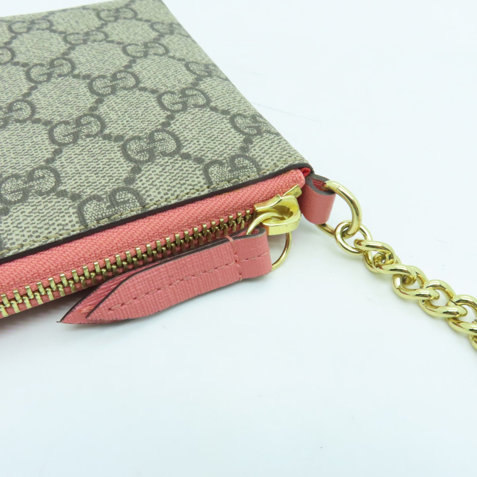 GUCCI Coated Canvas Chain Shoulder Gold Buckle Chain Shoulder Bag Brown