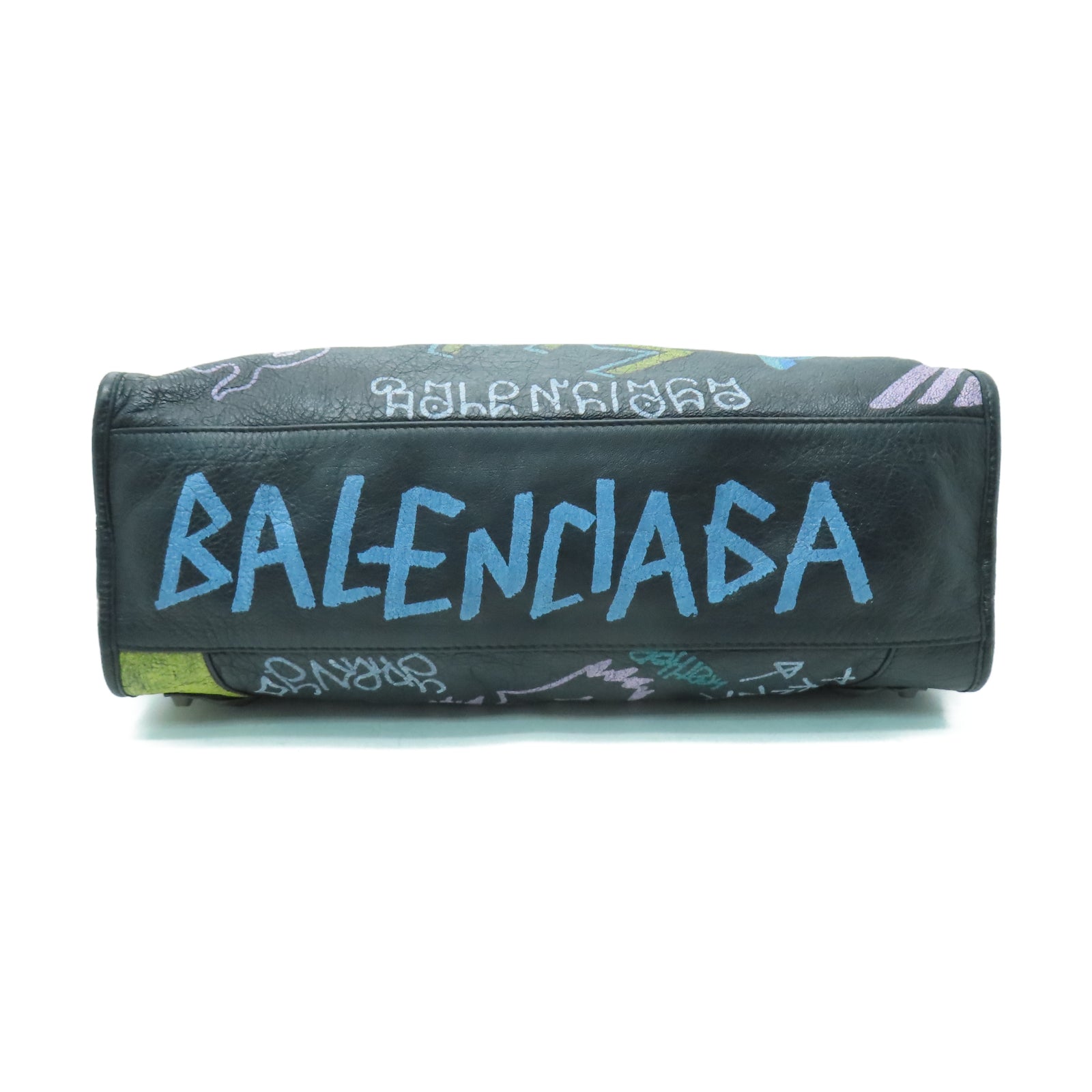 BALENCIAGA 牛皮皮革City Classic Graffiti Bag手挽肩背兩用袋黑色