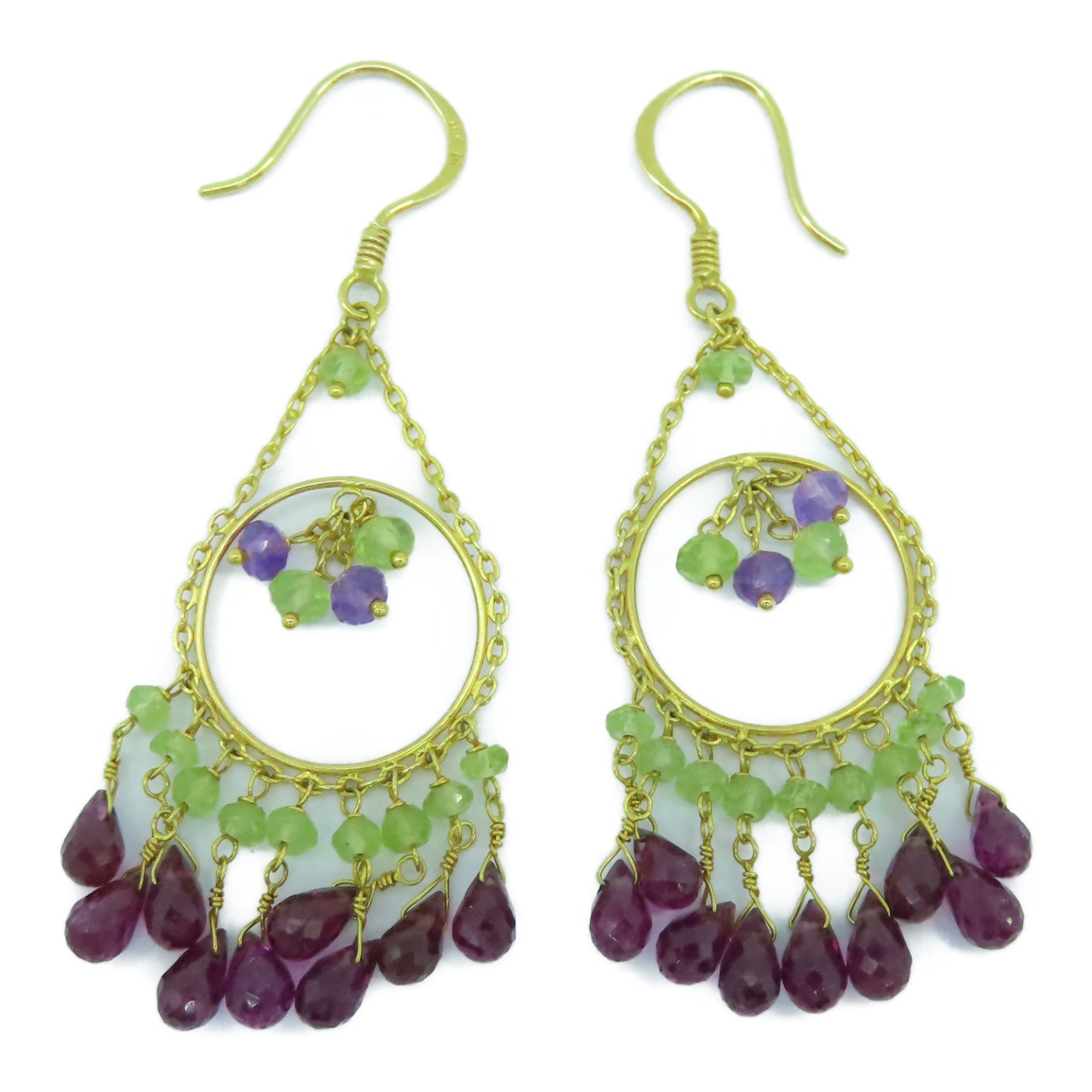 JEWELRY 【激減優惠】18K黃金Earrings耳環綠色/紫色