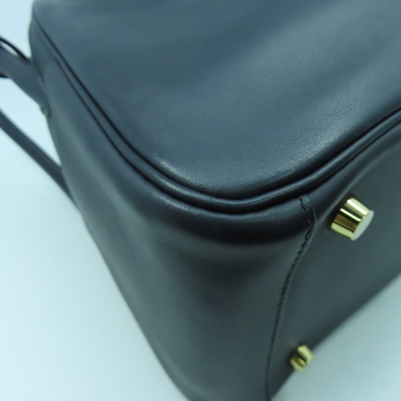 HERMES Swift皮革Lindy 26金扣手挽肩背兩用袋Bleu Indigo靛藍色
