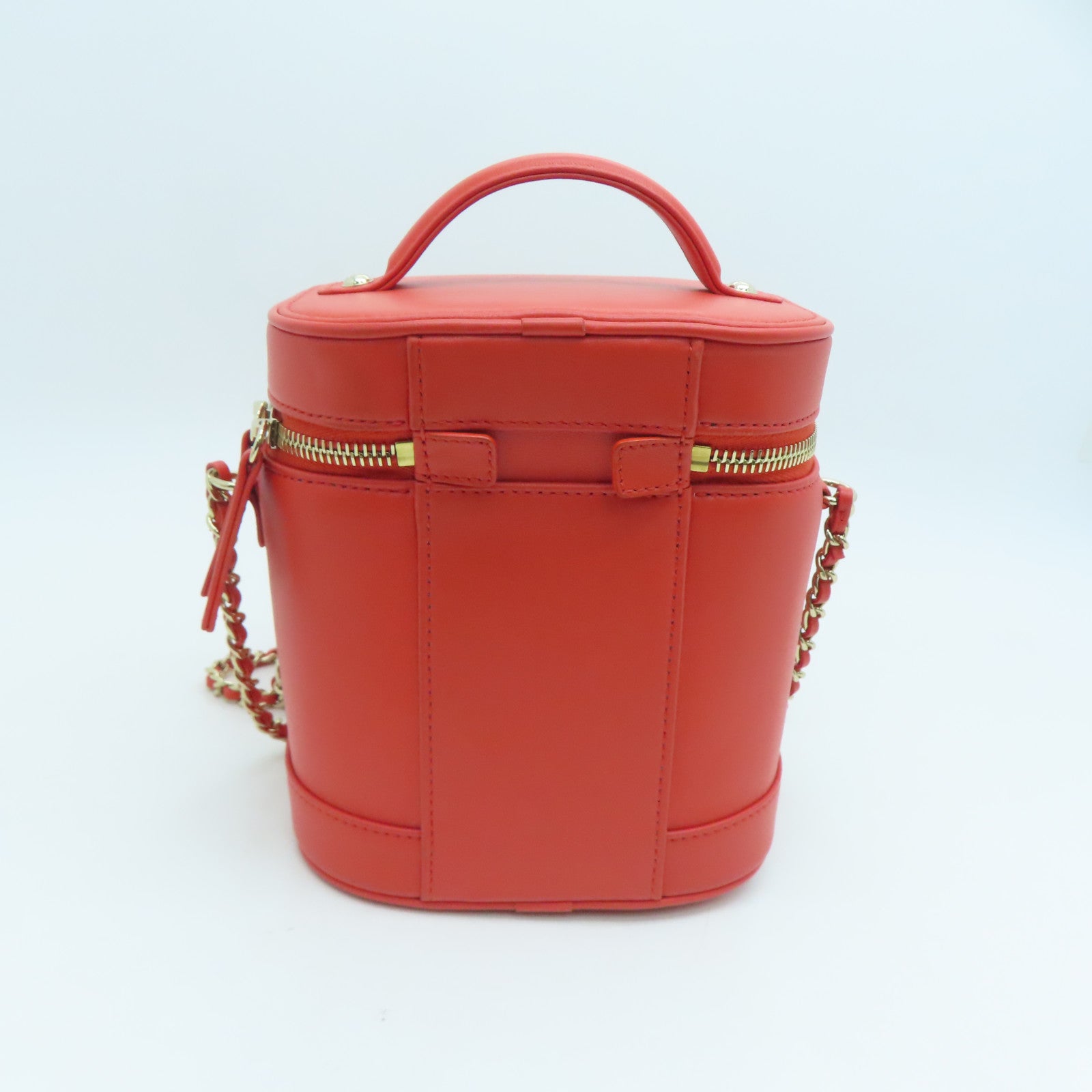 CHANEL 羊皮皮革2Way Shoulder金扣手挽肩背两用袋橙色