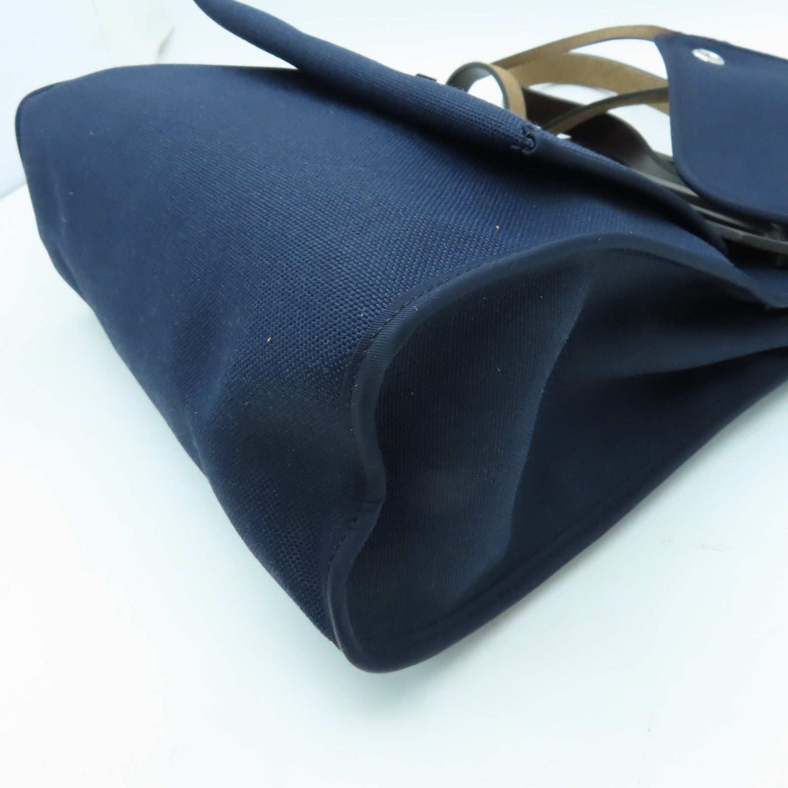 HERMES 帆布Herbag PM銀扣手挽肩背兩用袋海軍藍