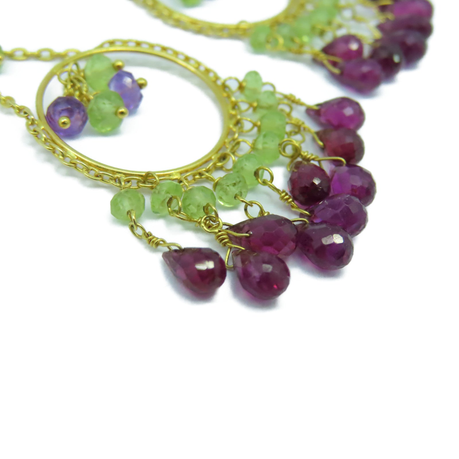 JEWELRY 【激減優惠】18K黃金Earrings耳環綠色/紫色