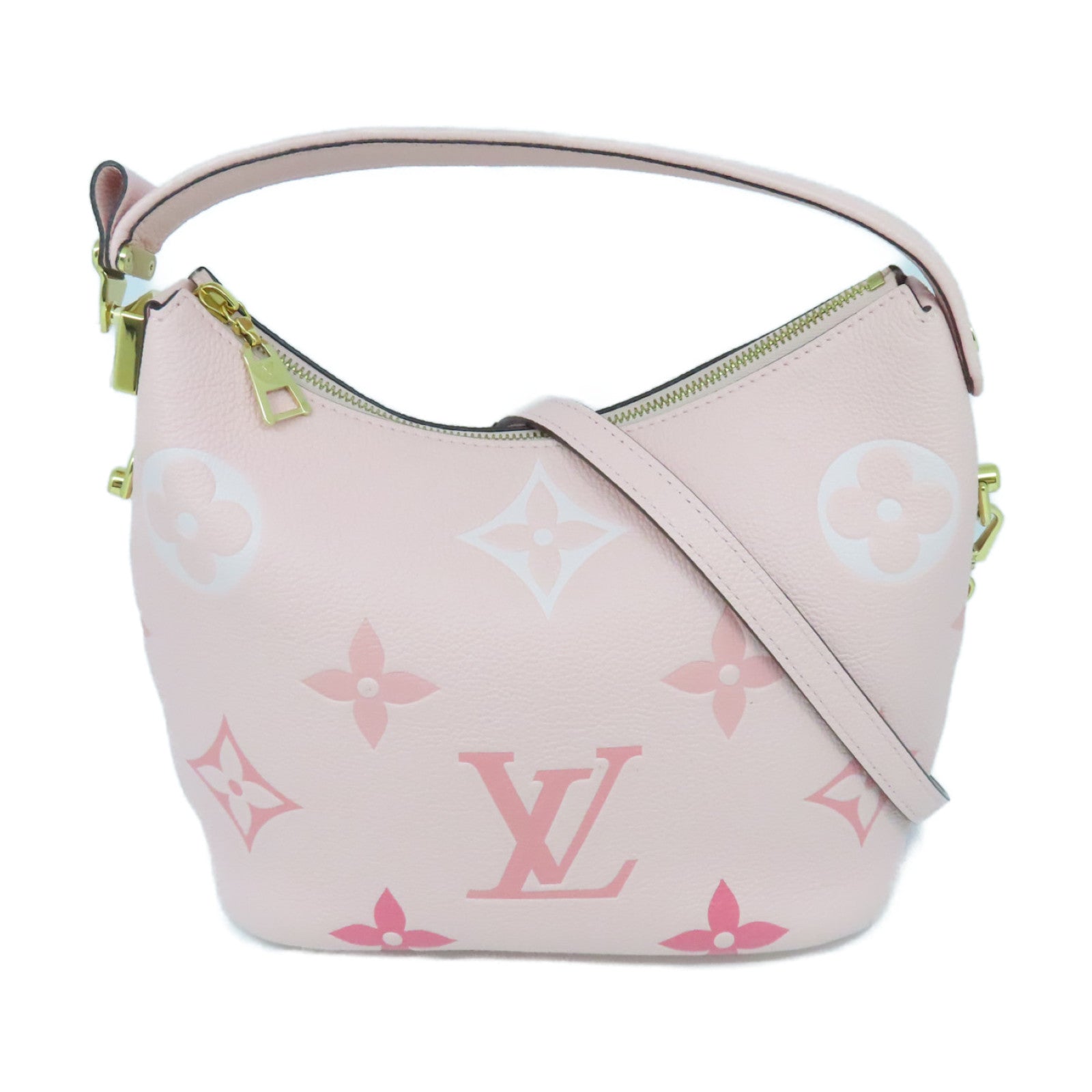 LOUIS VUITTON Monogram Empreinte Marshmallow金扣手挽肩背兩用袋粉紅色