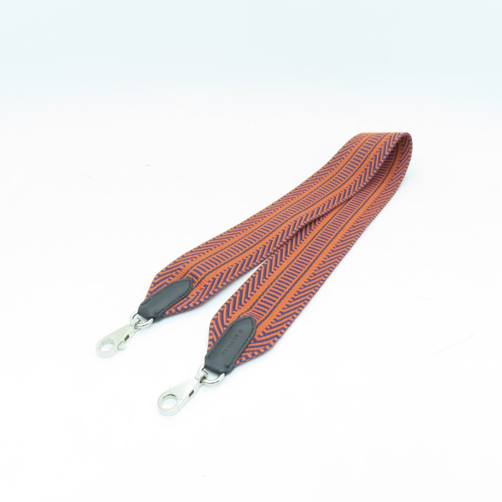 HERMES 帆布Shoulder Strap 70cm银扣肩带橙色/蓝色