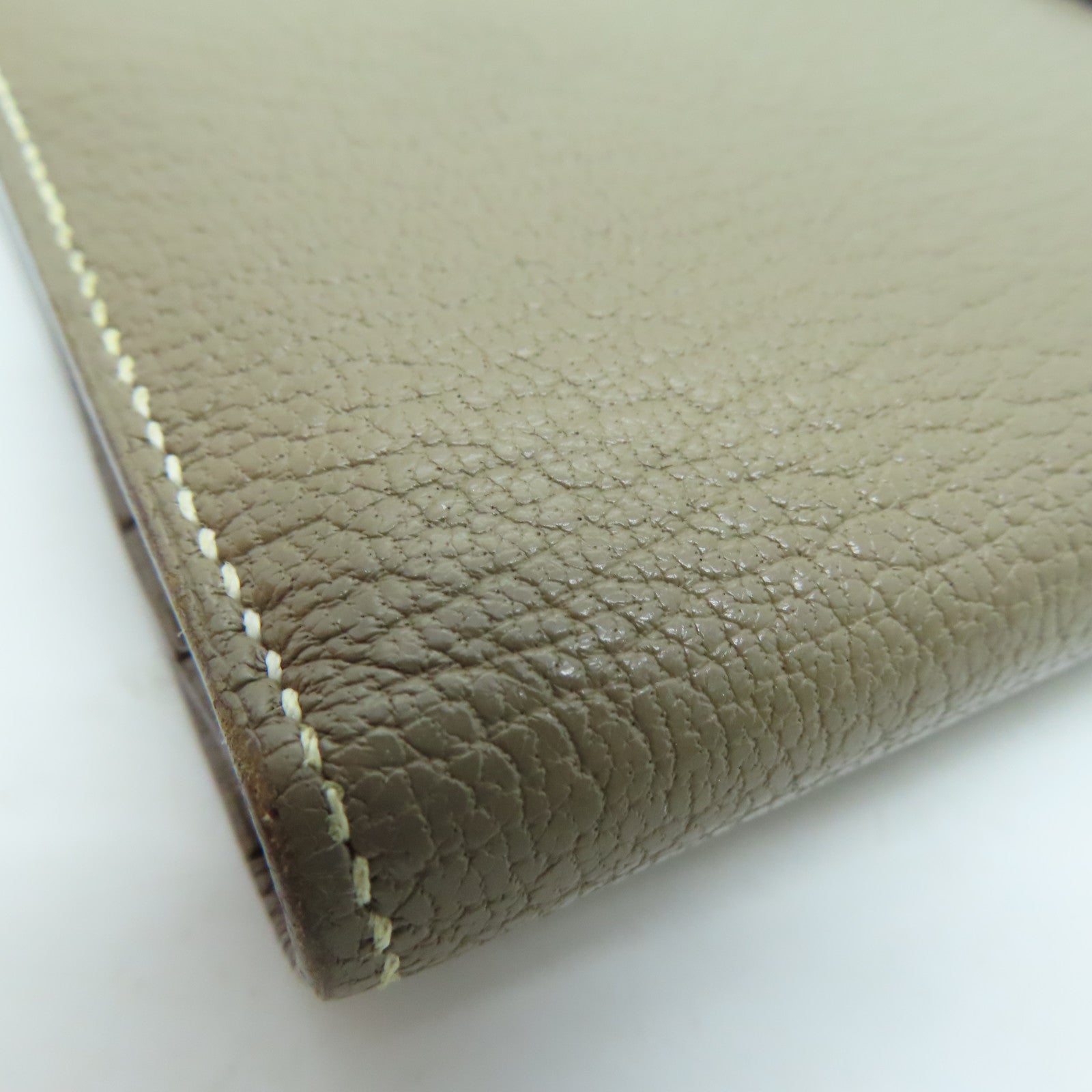 HERMES 【激減優惠】Chevre皮革Bearn Wallet銀扣長錢包灰色