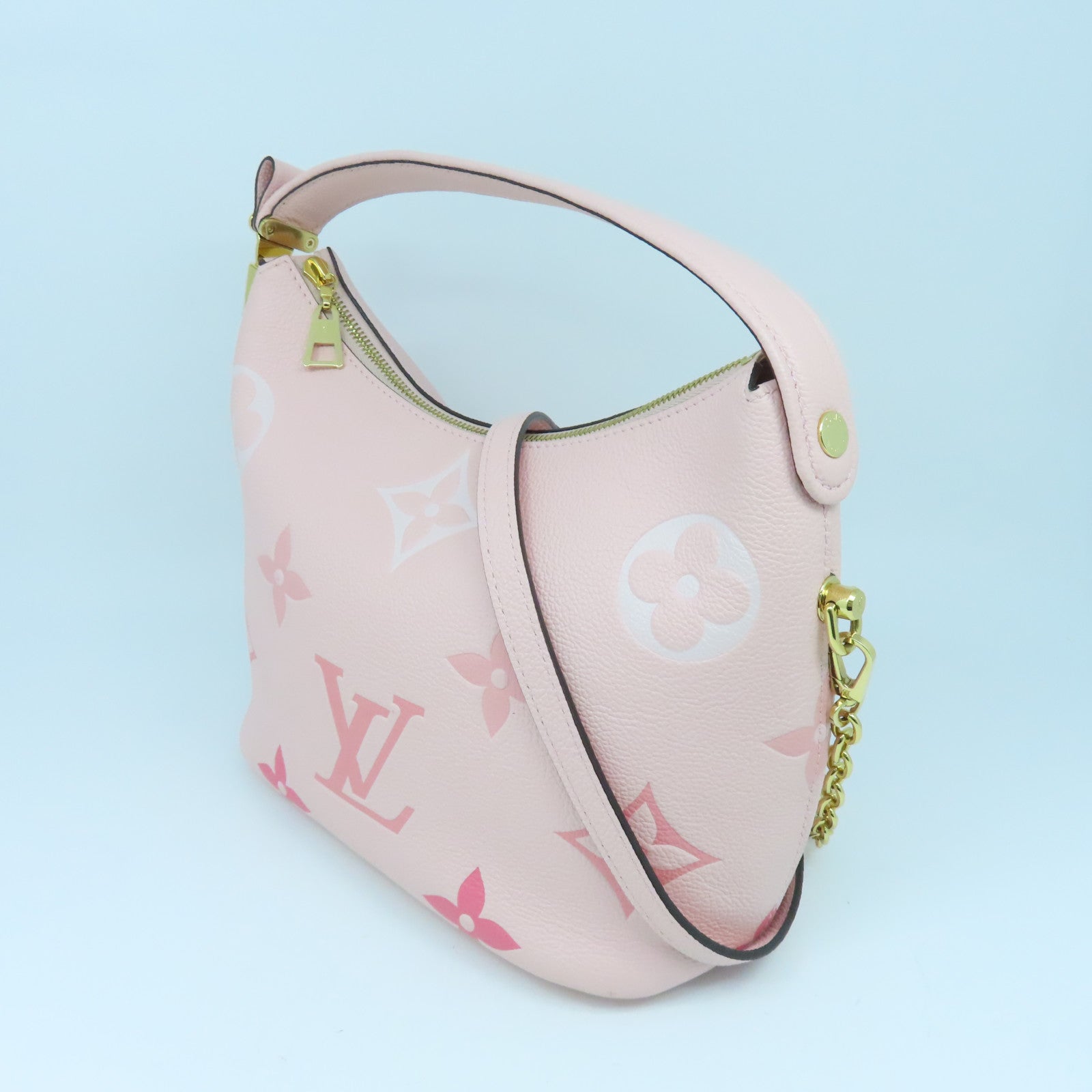 LOUIS VUITTON Monogram Empreinte Marshmallow金扣手挽肩背兩用袋粉紅色