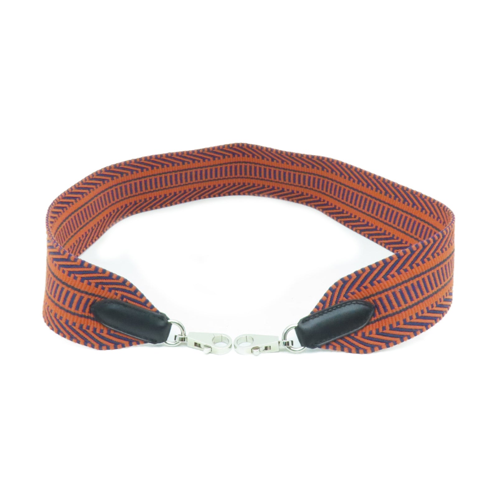 HERMES 帆布Shoulder Strap 70cm银扣肩带橙色/蓝色