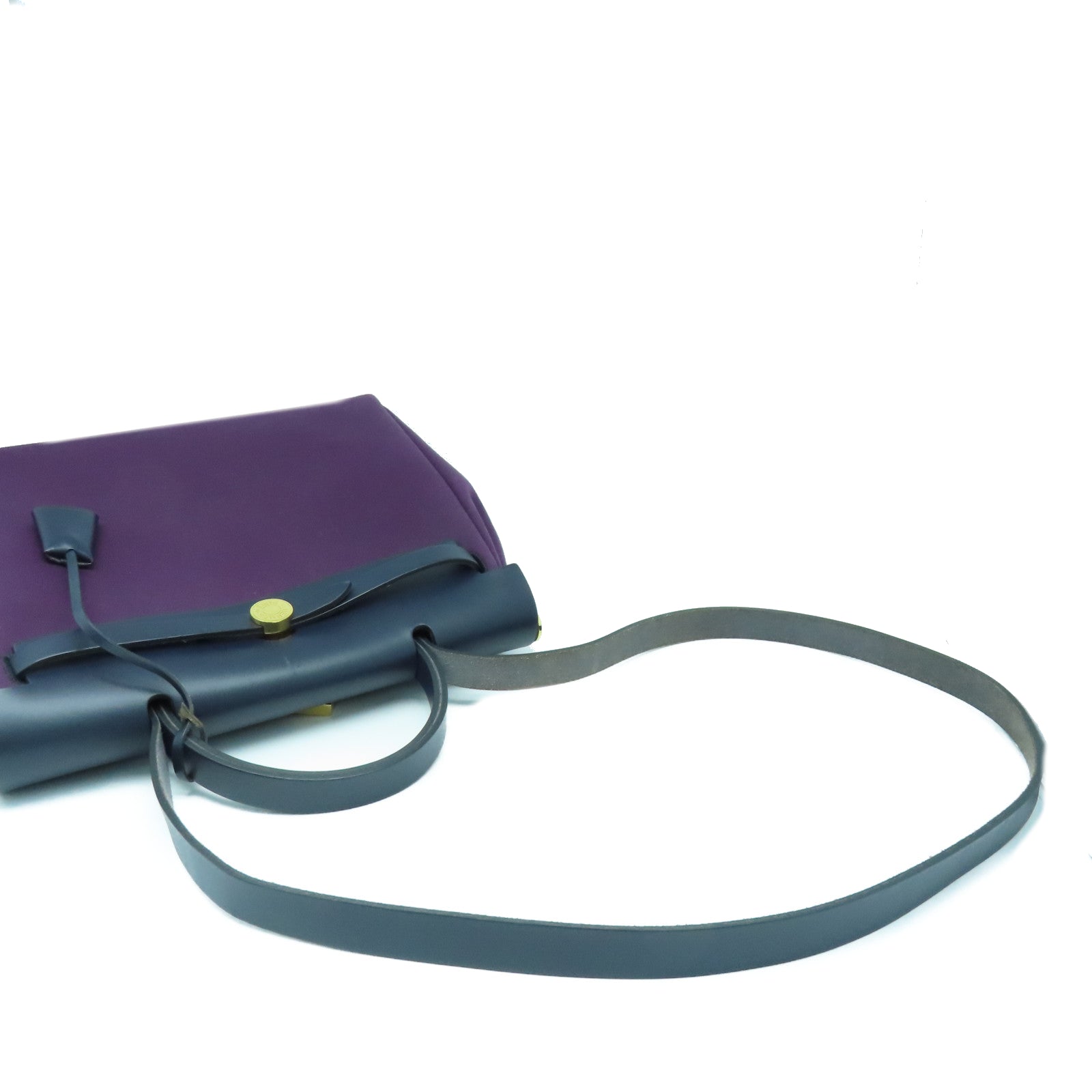 HERMES 帆布Herbag PM金扣手挽肩背两用袋Cassis紫色