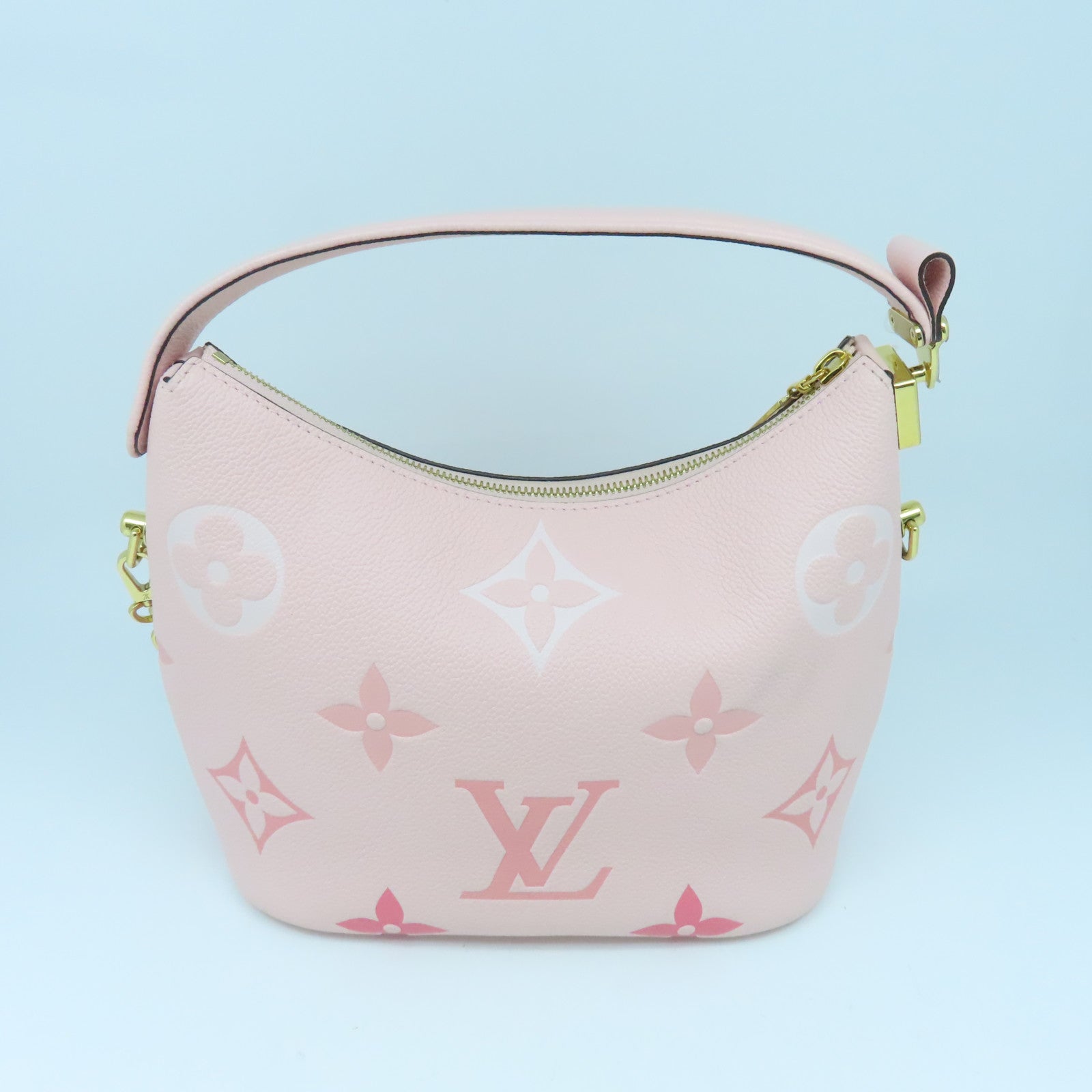 LOUIS VUITTON Monogram Empreinte Marshmallow金扣手挽肩背兩用袋粉紅色