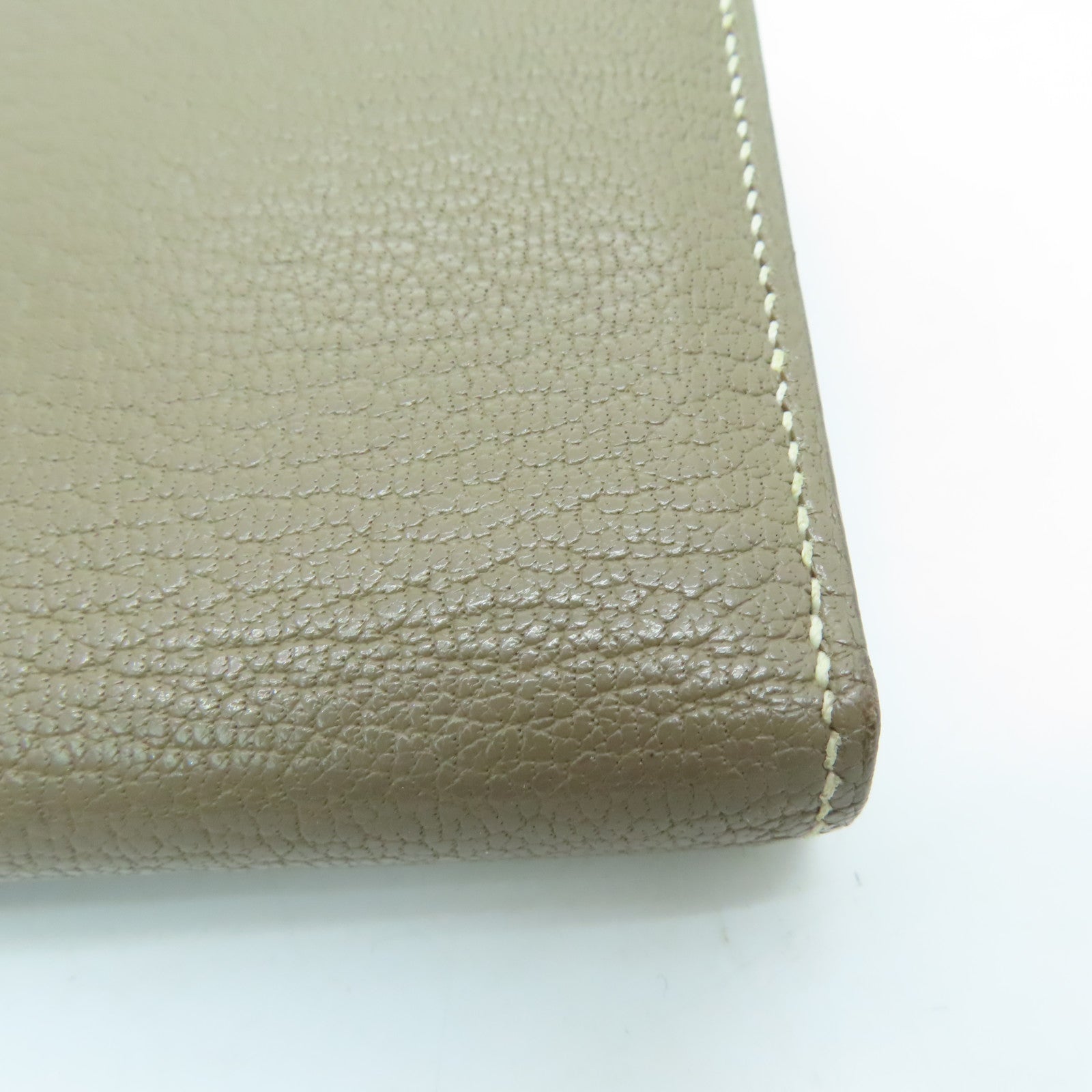 HERMES 【激減優惠】Chevre皮革Bearn Wallet銀扣長錢包灰色