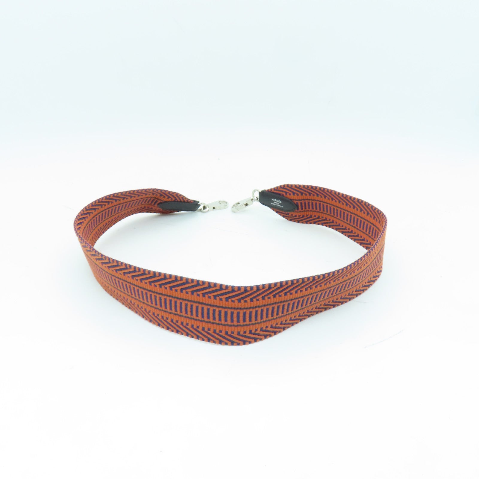 HERMES 帆布Shoulder Strap 70cm银扣肩带橙色/蓝色