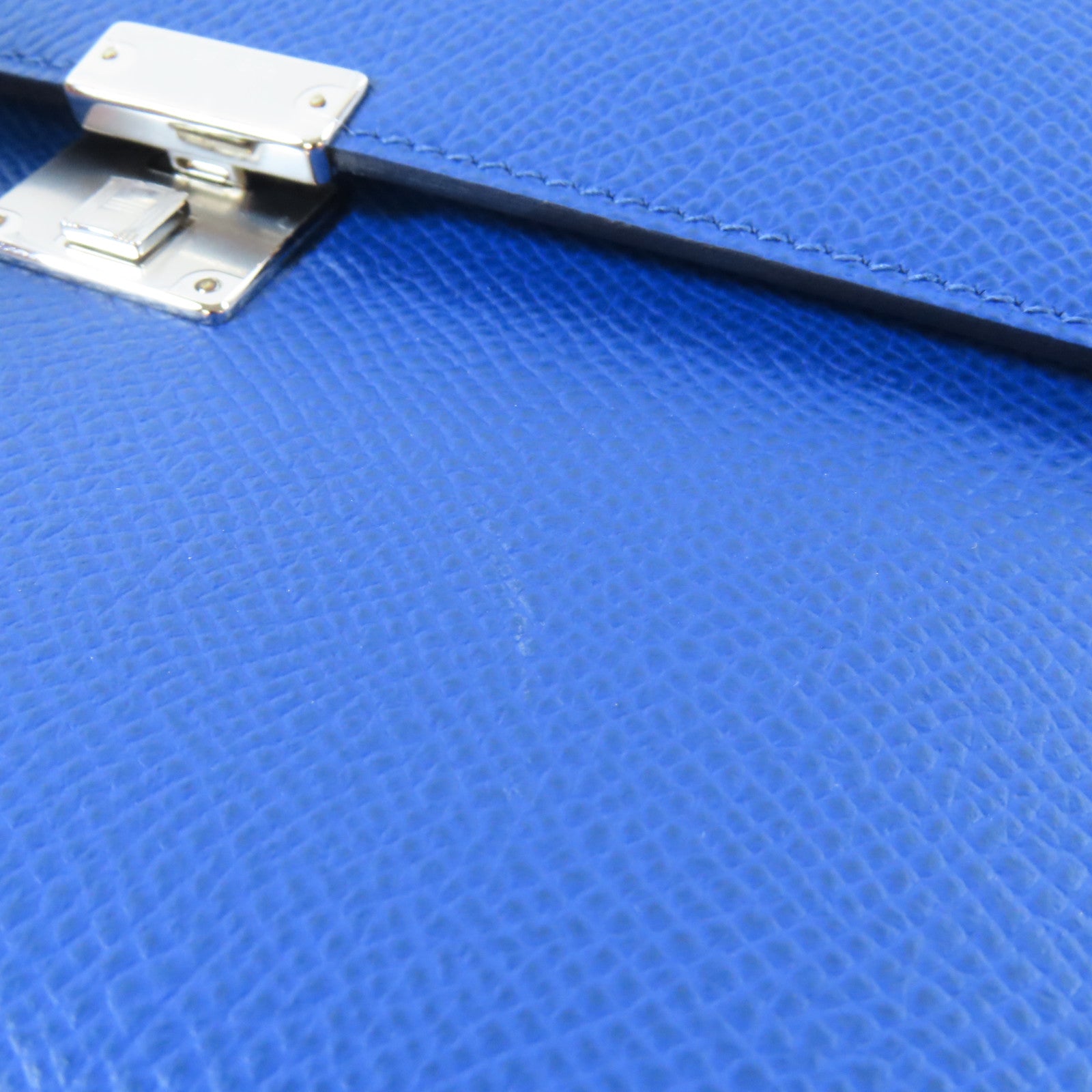 HERMES Epsom皮革Clic 16銀扣肩背袋Bleu France法國藍色