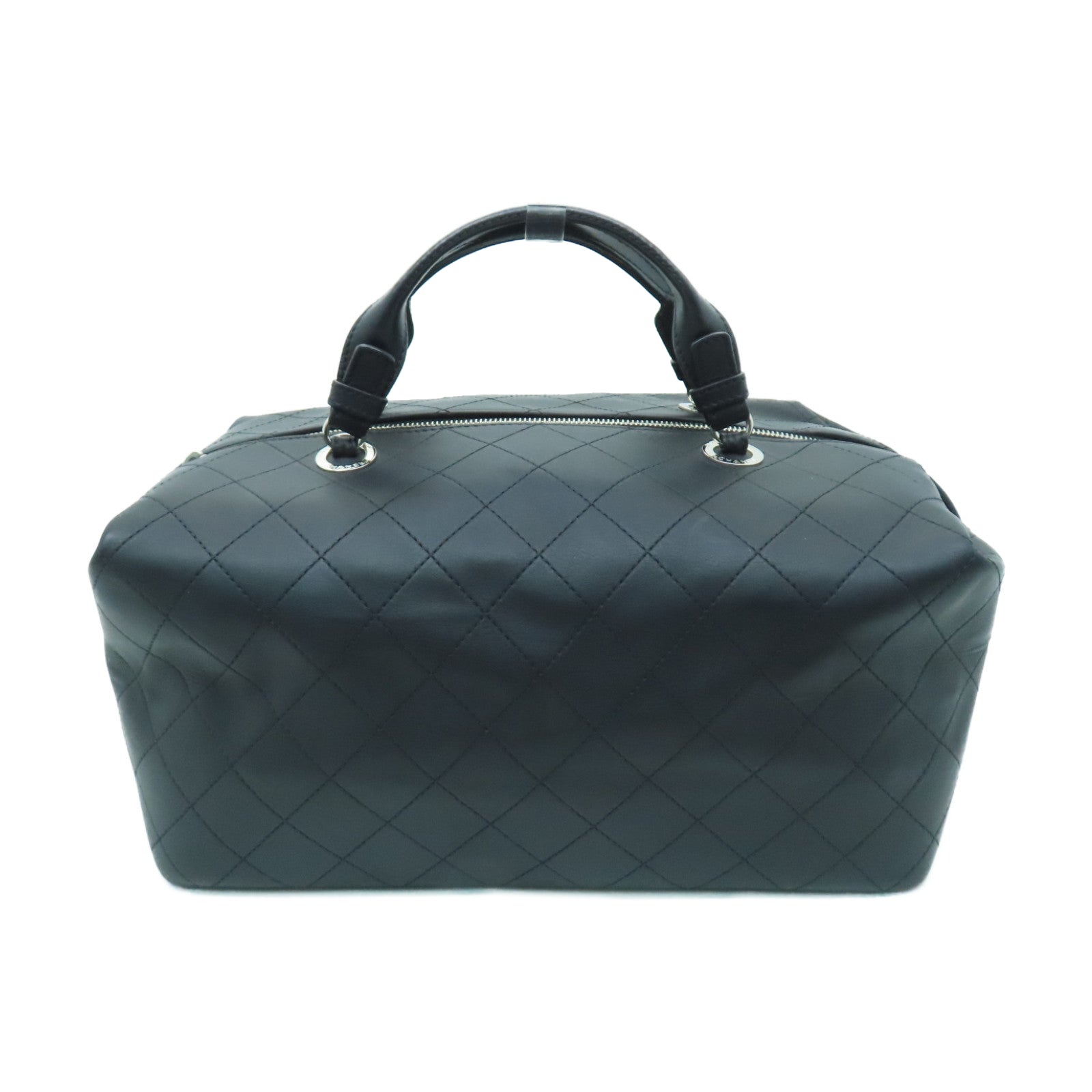 CHANEL 【激減優惠】菱格牛皮皮革Boston Bag銀扣波士頓包黑色