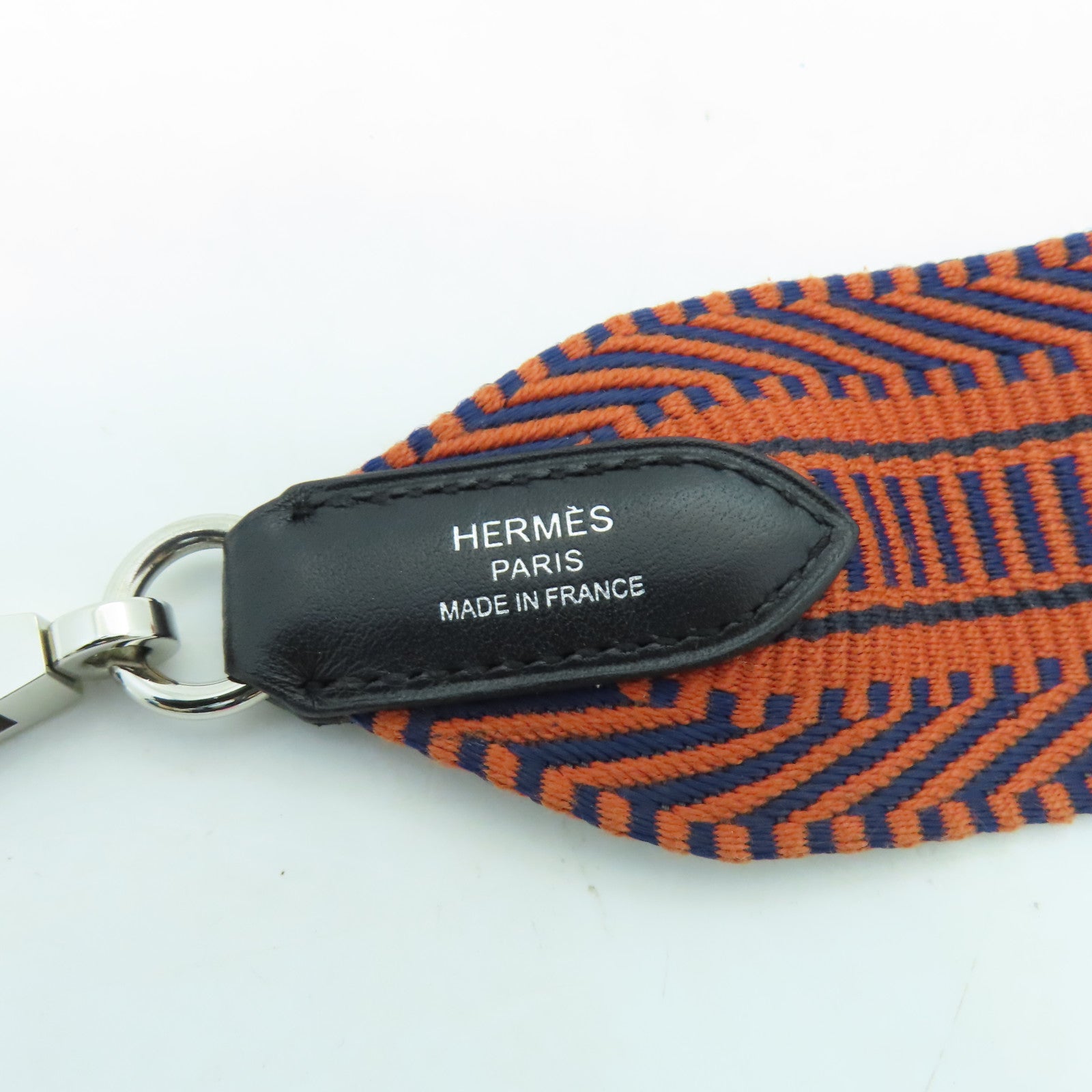 HERMES 帆布Shoulder Strap 70cm银扣肩带橙色/蓝色