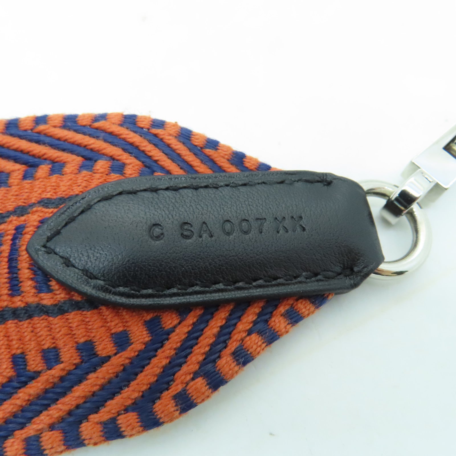 HERMES 帆布Shoulder Strap 70cm银扣肩带橙色/蓝色