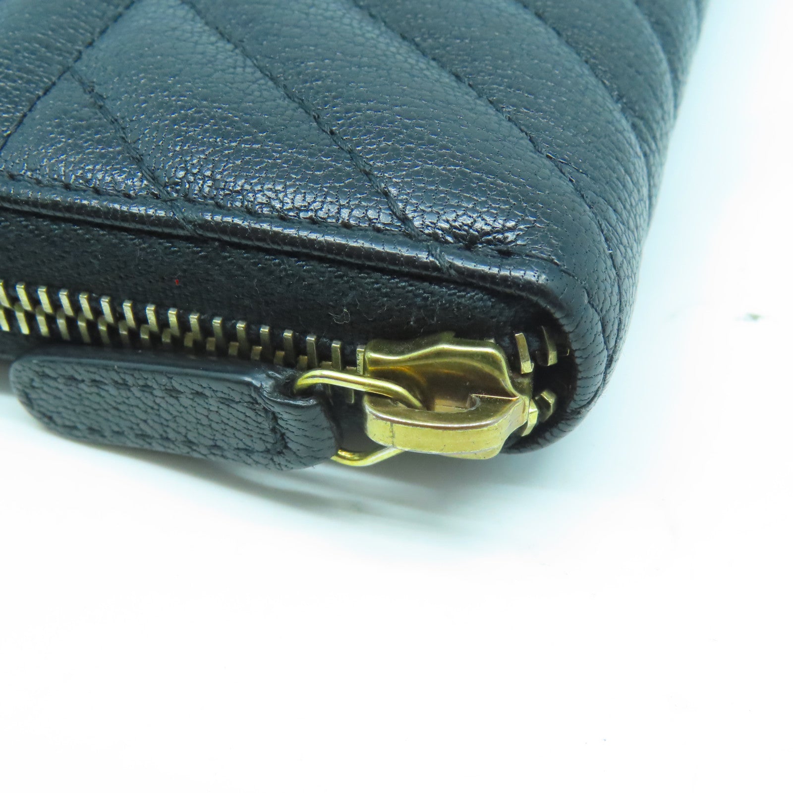 CHANEL 牛皮皮革Long Wallet金扣長錢包黑色