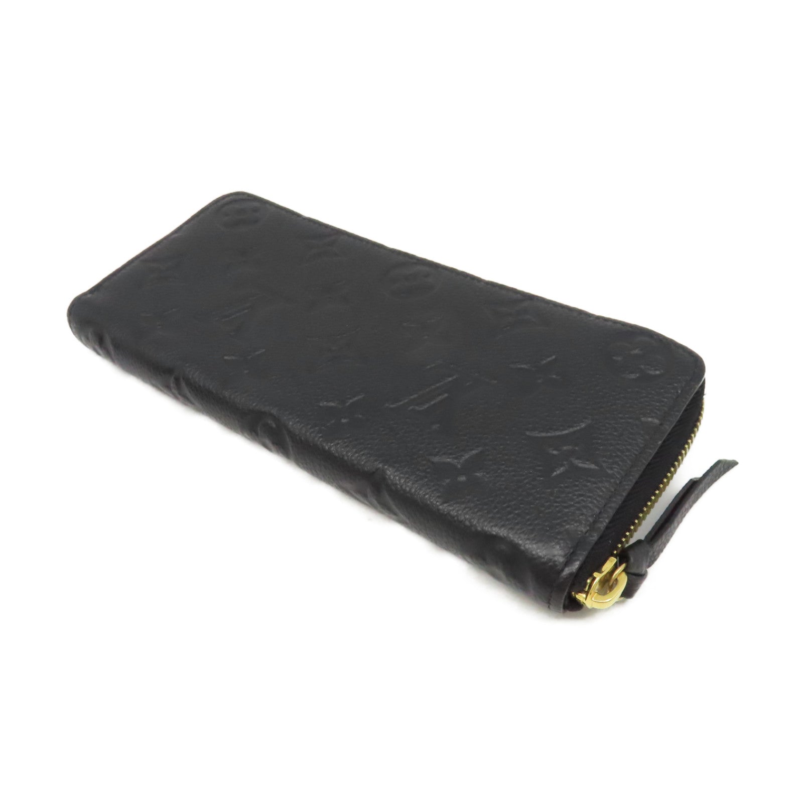 LOUIS VUITTON Monogram Empreinte Clemence Wallet金扣拉鏈長錢包黒色