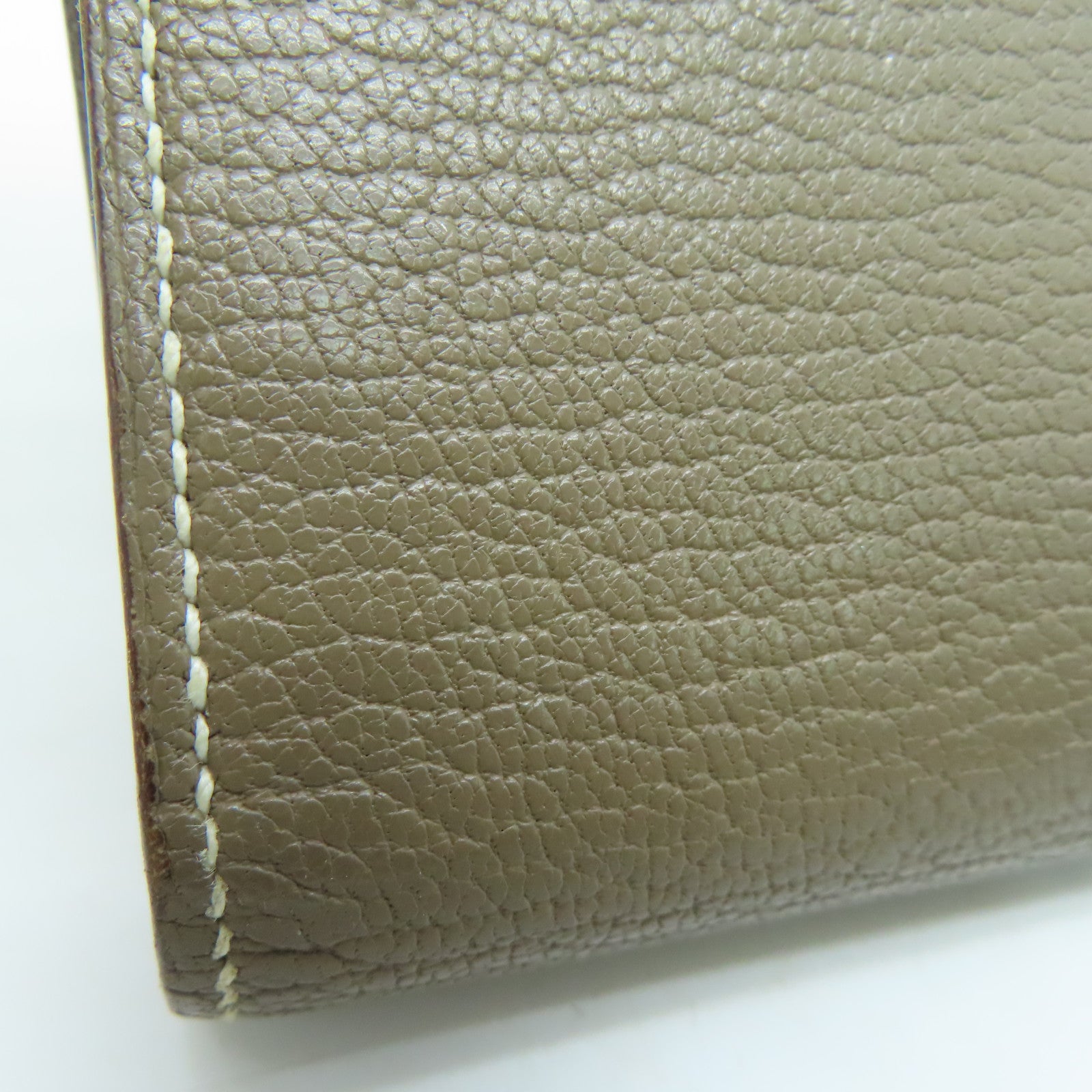 HERMES 【激減優惠】Chevre皮革Bearn Wallet銀扣長錢包灰色