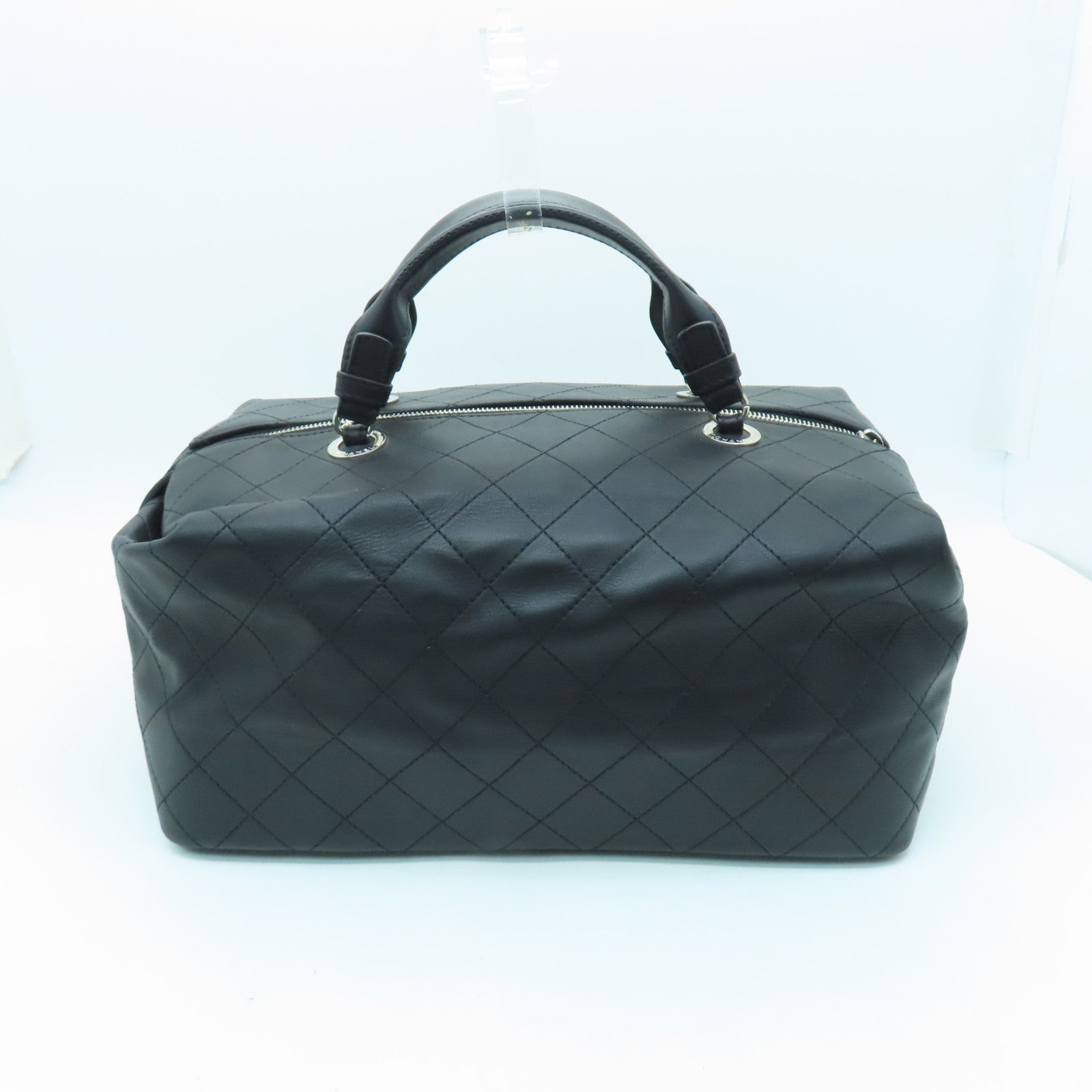 CHANEL 【激減優惠】菱格牛皮皮革Boston Bag銀扣波士頓包黑色
