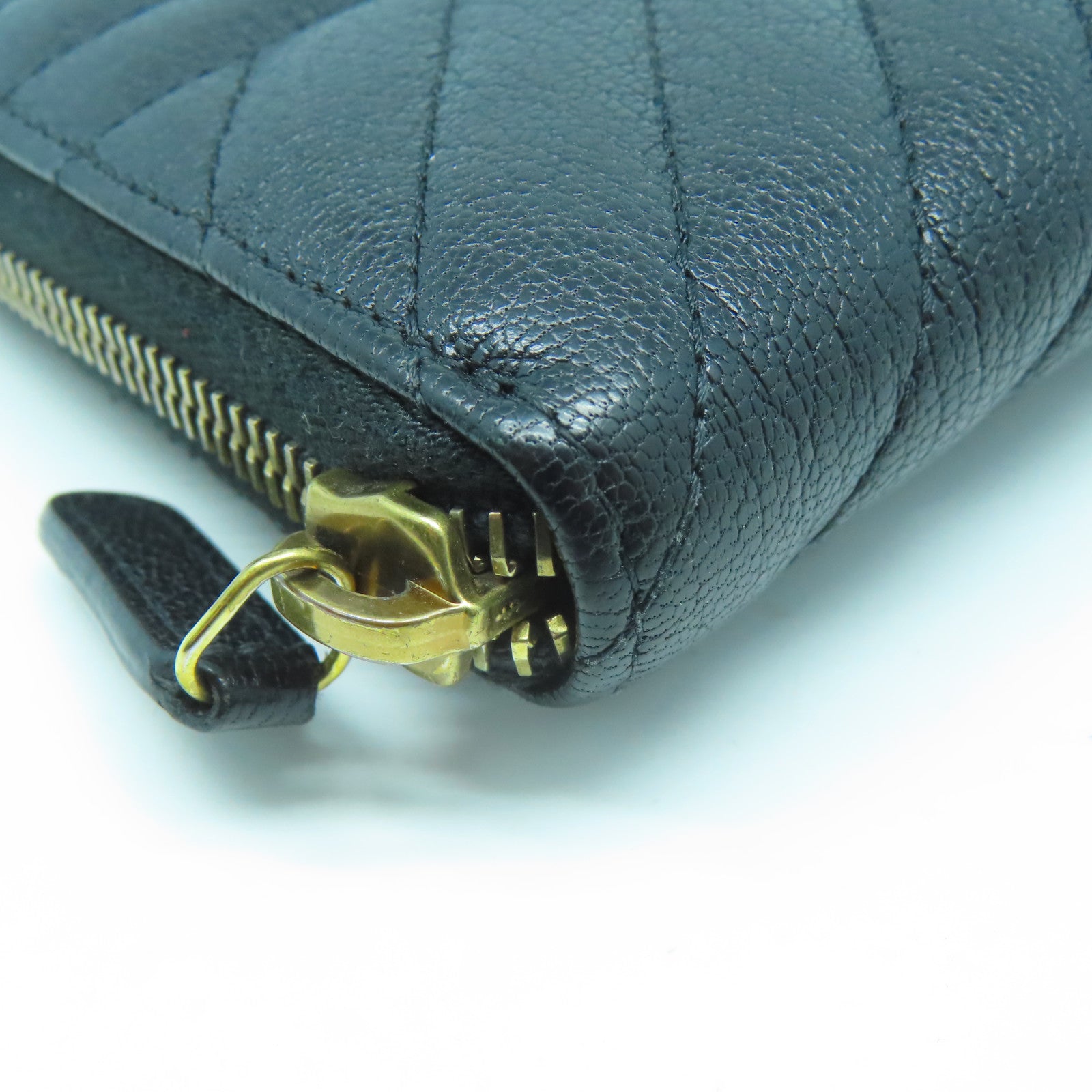 CHANEL 牛皮皮革Long Wallet金扣長錢包黑色