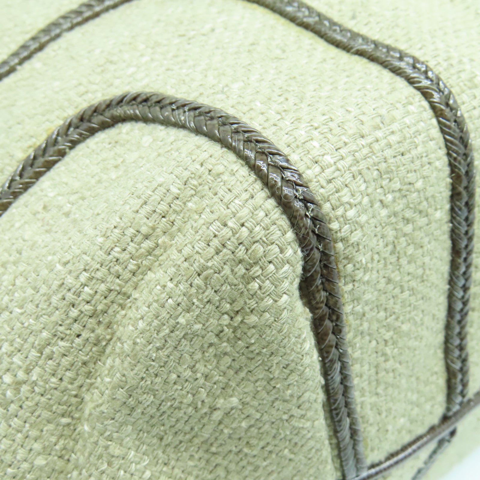 BOTTEGA VENETA 麻質Shoulder Bag金扣肩背袋米色