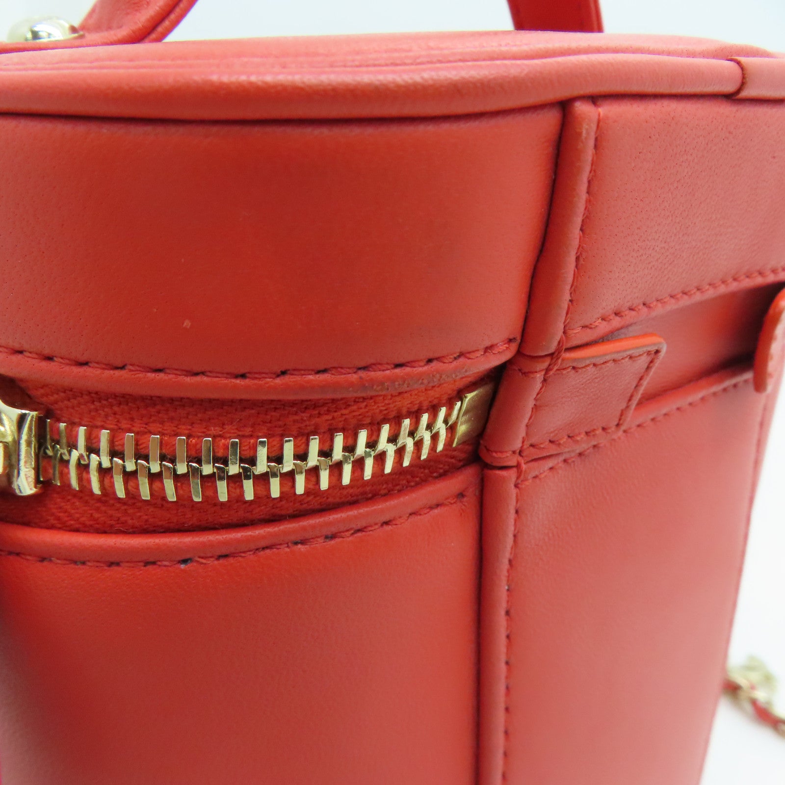 CHANEL 羊皮皮革2Way Shoulder金扣手挽肩背两用袋橙色