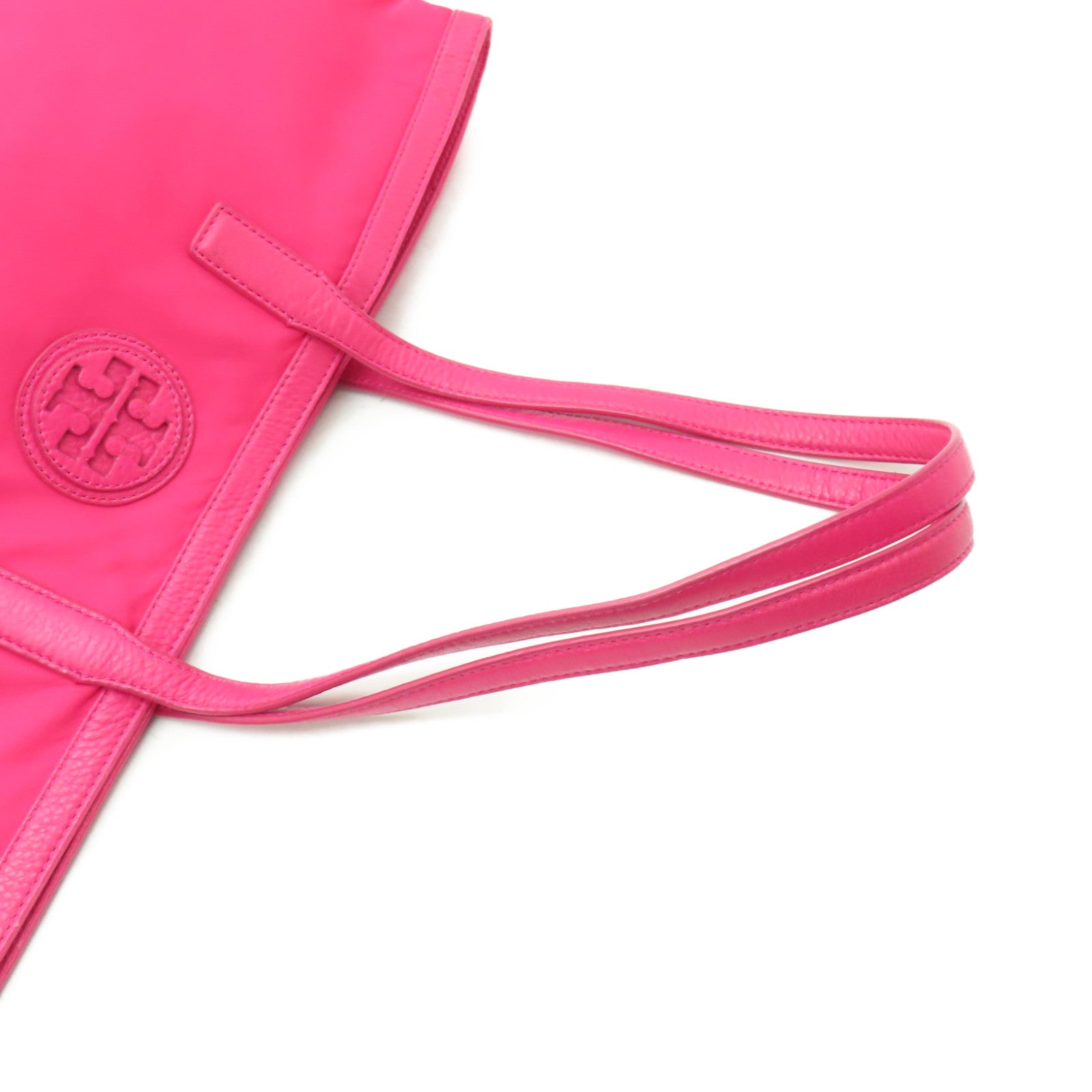 Tory Burch 尼龍Tote Bag金扣手挽袋桃紅色