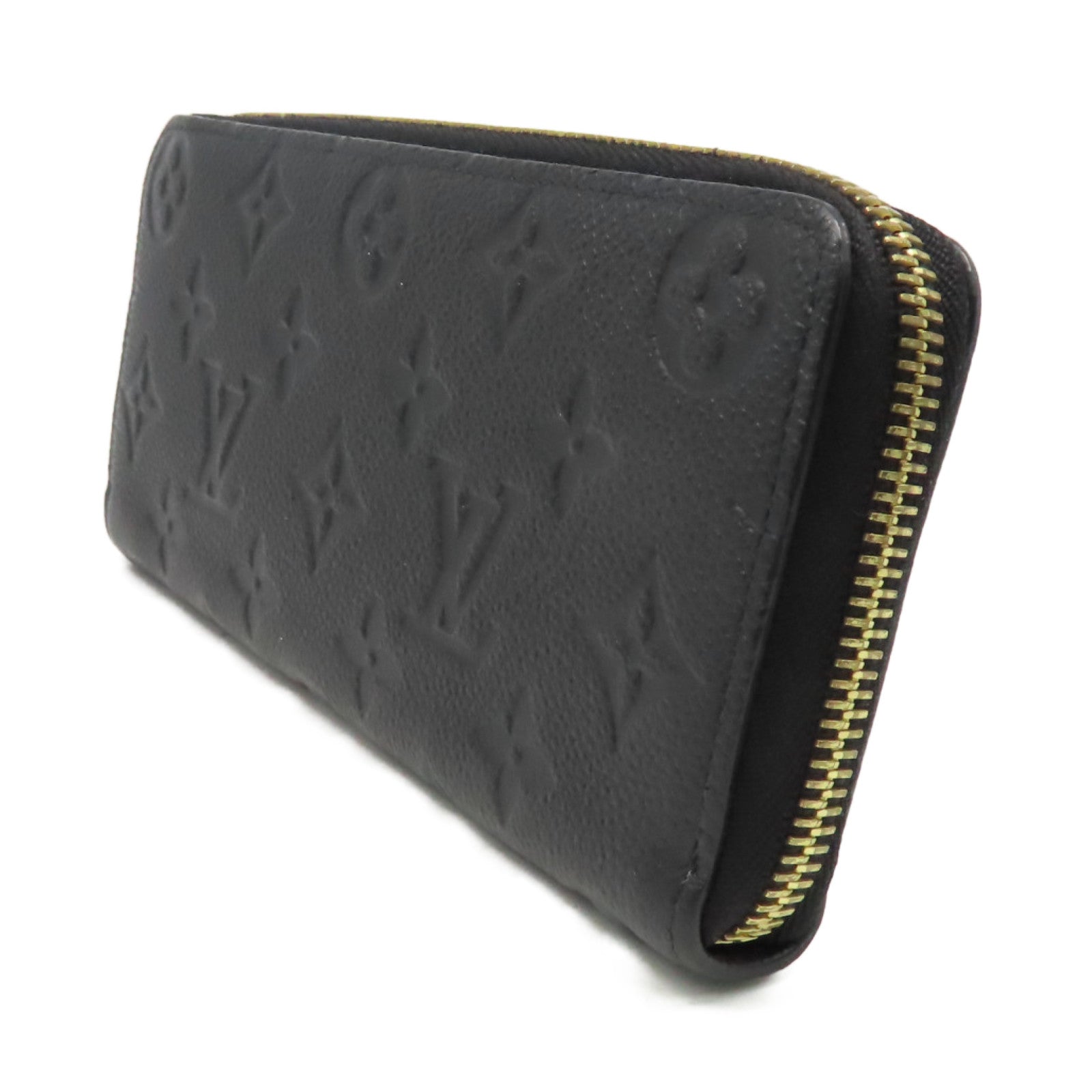 LOUIS VUITTON Monogram Empreinte Clemence Wallet金扣拉鏈長錢包黒色
