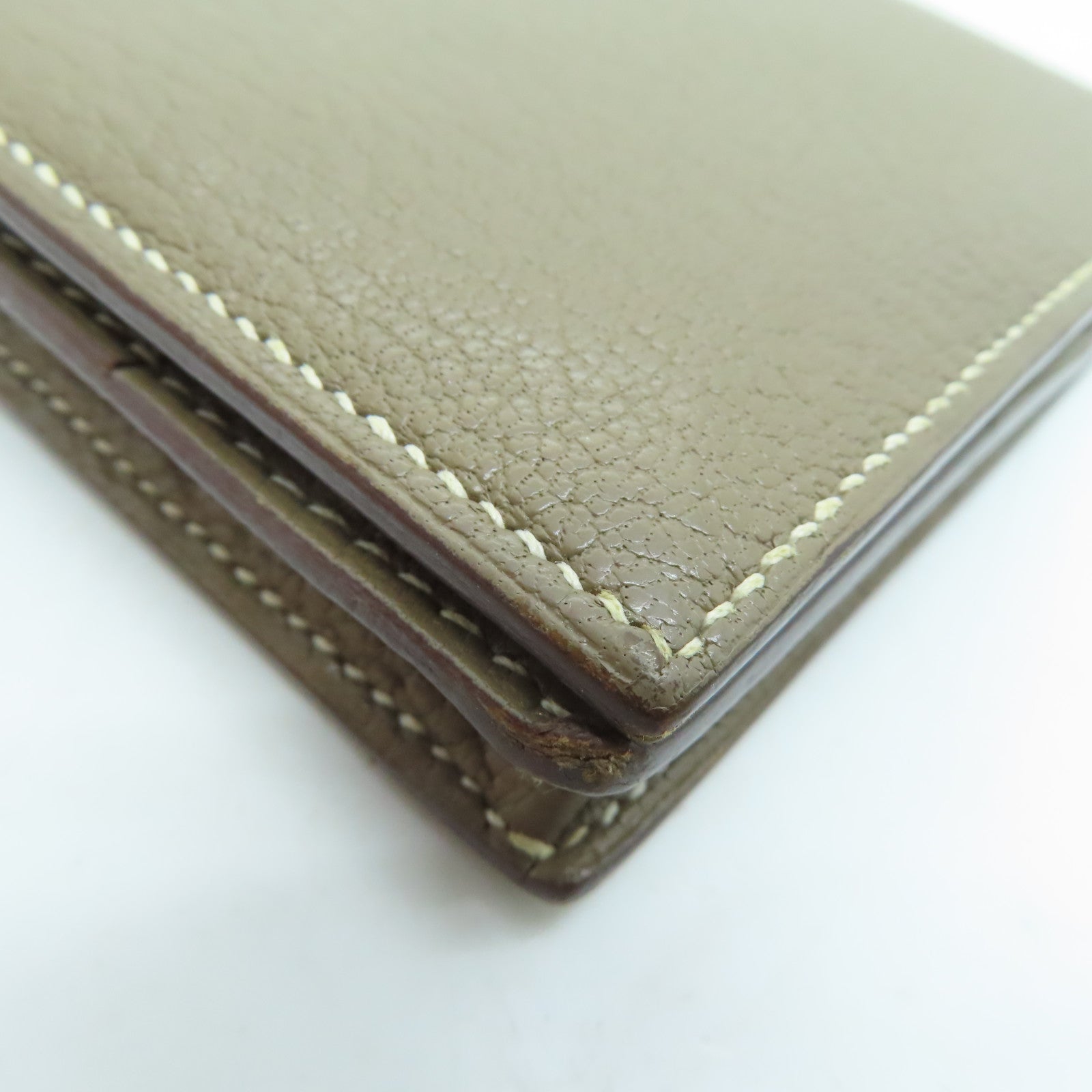 HERMES 【激減優惠】Chevre皮革Bearn Wallet銀扣長錢包灰色